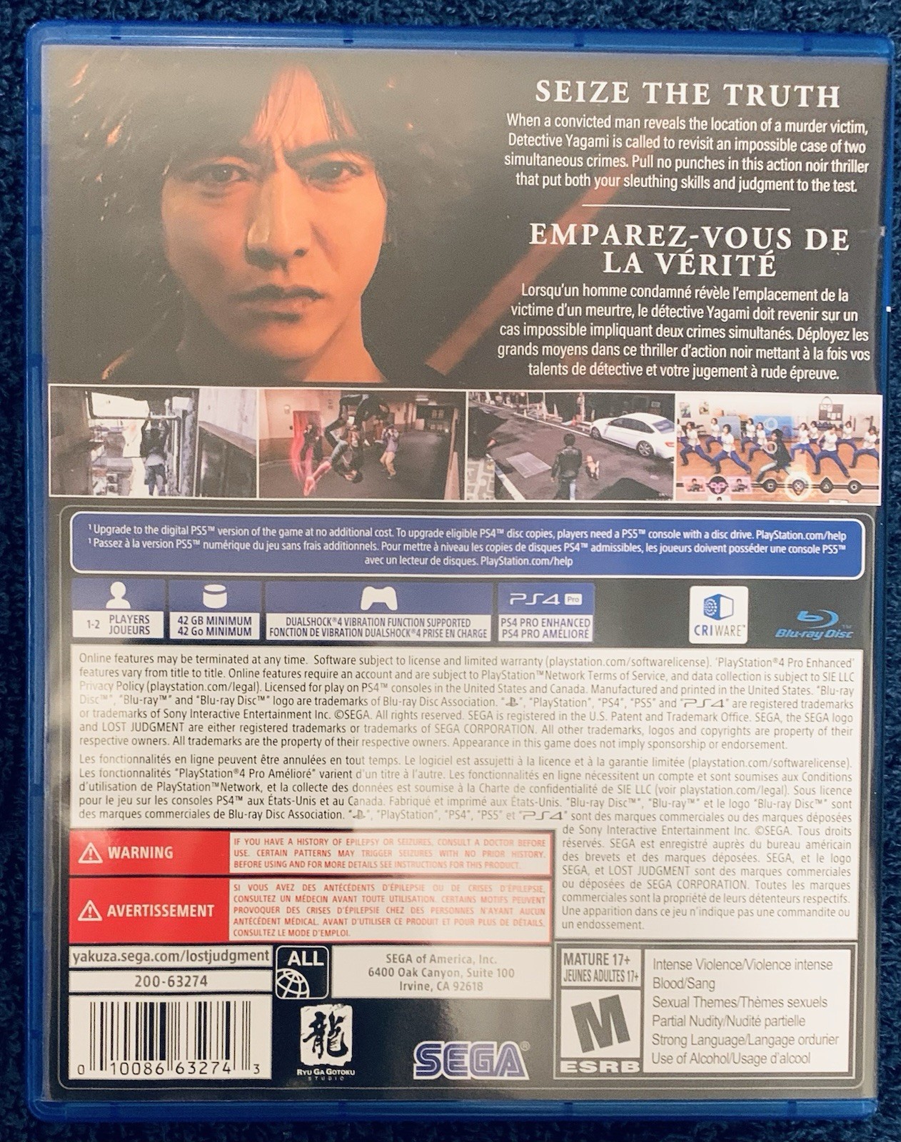 Lost Judgment (Sony PlayStation 4, 2021) PS4 CIB Complete w/ Sticker Tested