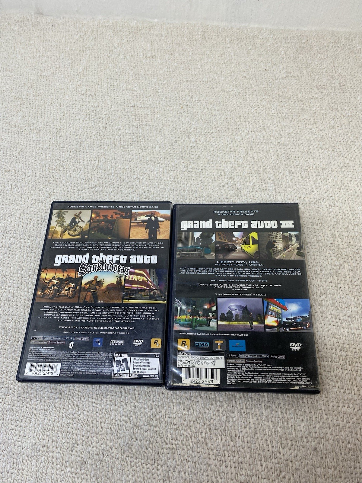 Grand Theft Auto: San Andreas & Grand Theft Auto III ( Sony PS2) GTA Lot Of 2