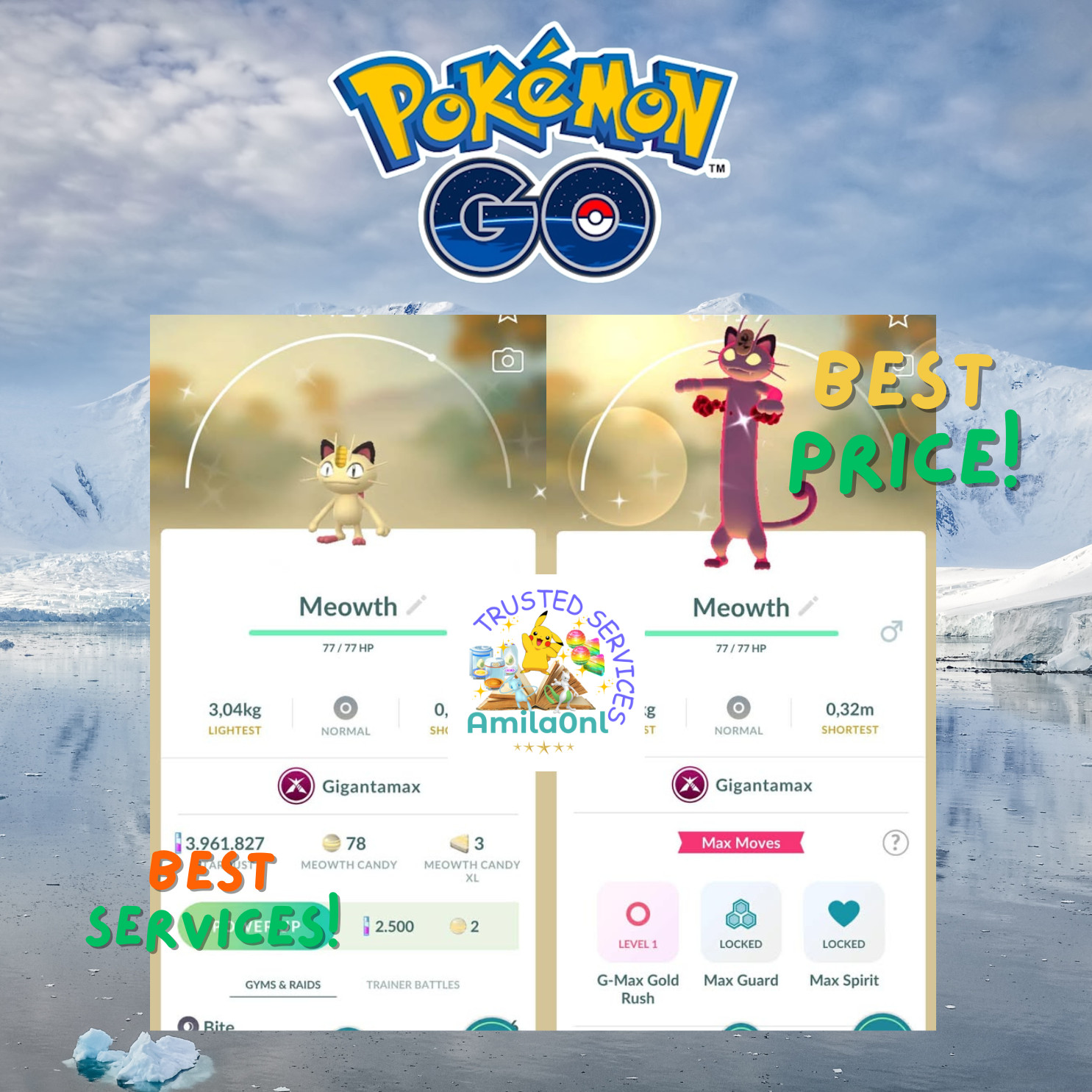 Pokémon✿✿Go✿✿Shiny Meowth Gigantamax✿✿✿✿Trade 20K Stardust✿✿