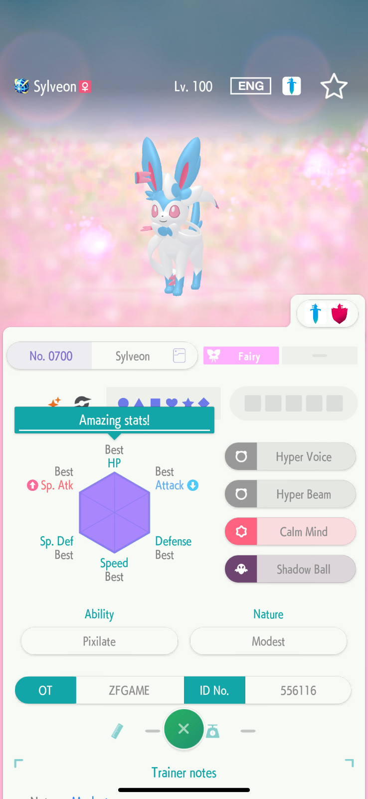 ✨6IV SHINY Sylveon + EVS🚀 POKEMON HOME✨Champions✨Online delivery⚡