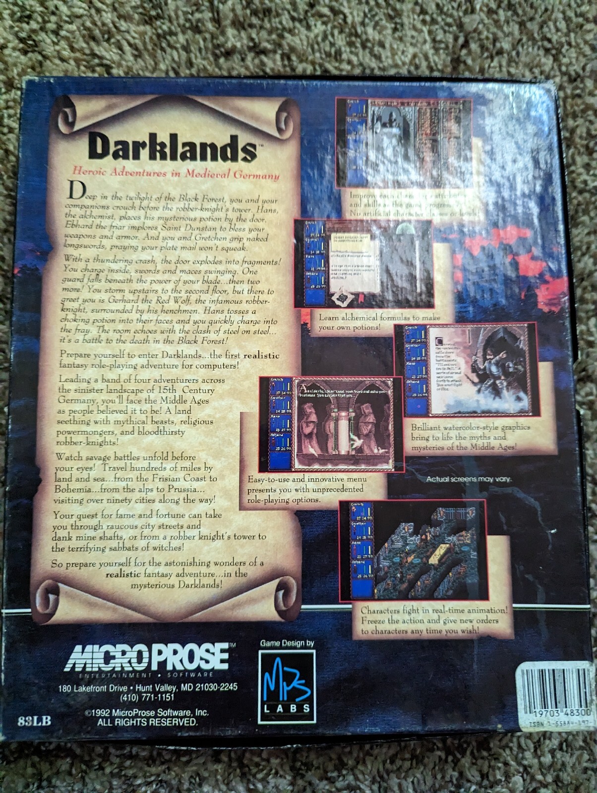 Darklands Microprose Classic RPG IBM 1992 PC Medieval Role Playing Big Box Game