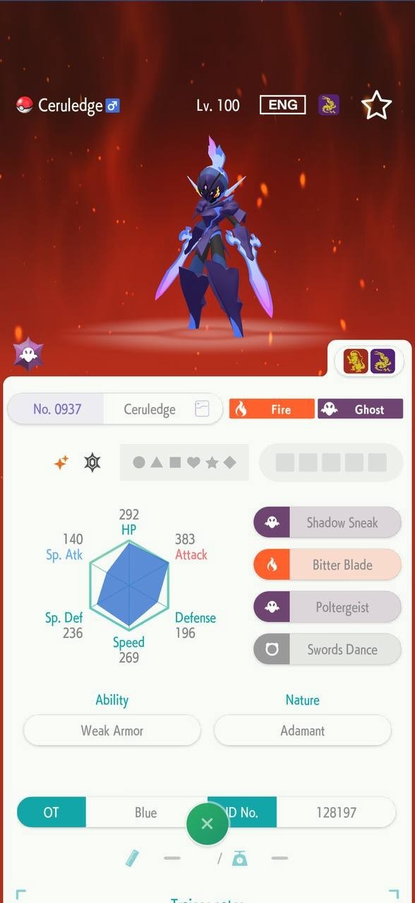 CERULEDGE 🔥6IV SHINY POKEMON HOME🔥Pokemon CHAMPIONS