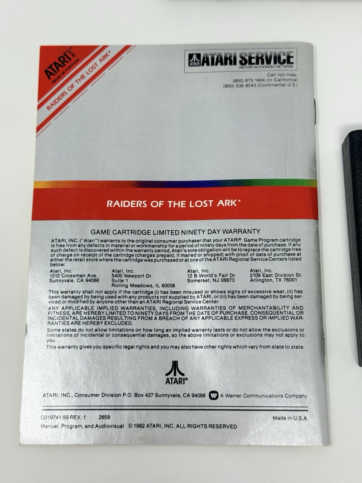 Raiders of the Lost Ark Atari 2600 Complete CIB Tested