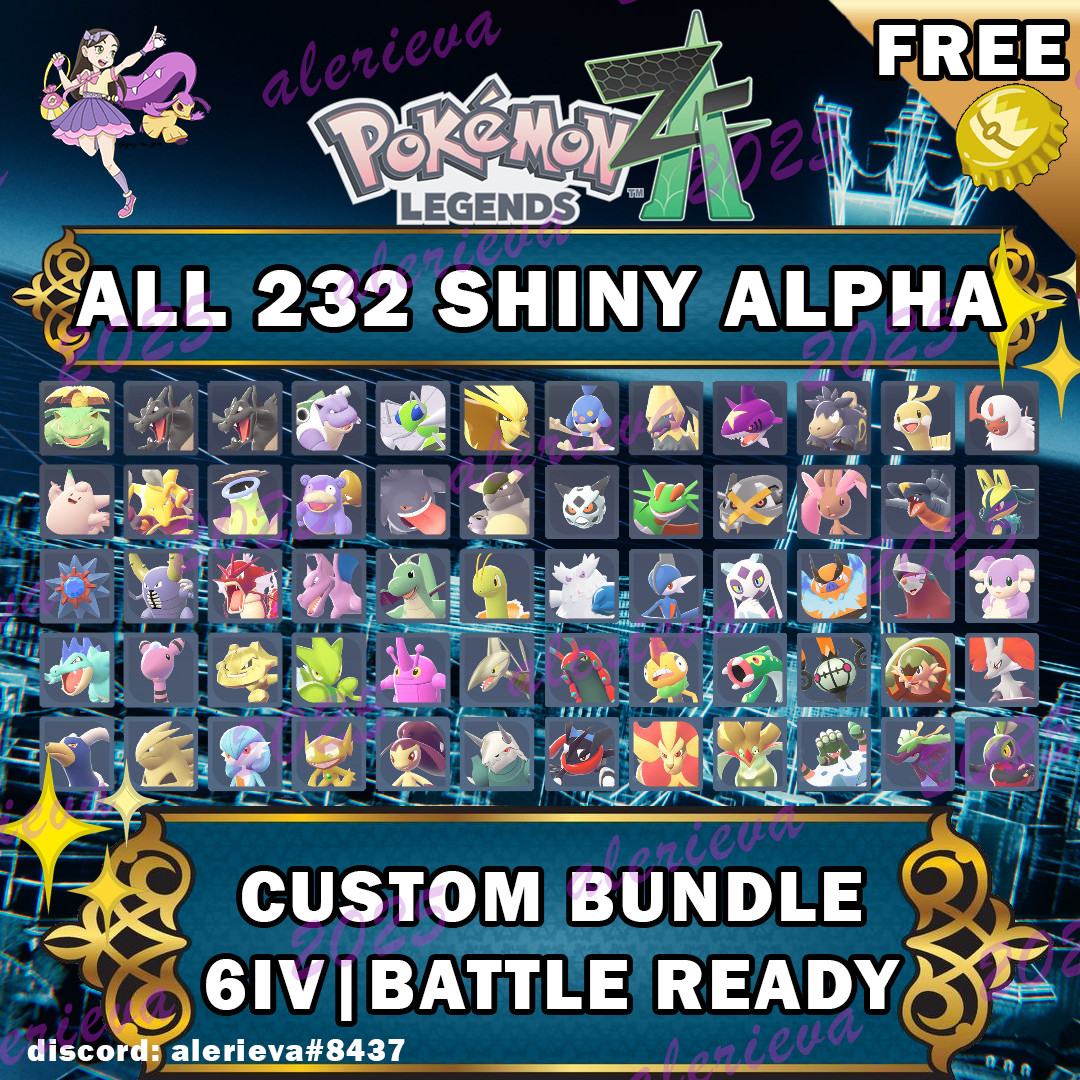 POKEMON LEGENDS ZA Z-A 6IV SHINY ALPHA MEGA ALL ANY 232 BUNDLE EV TRAINED