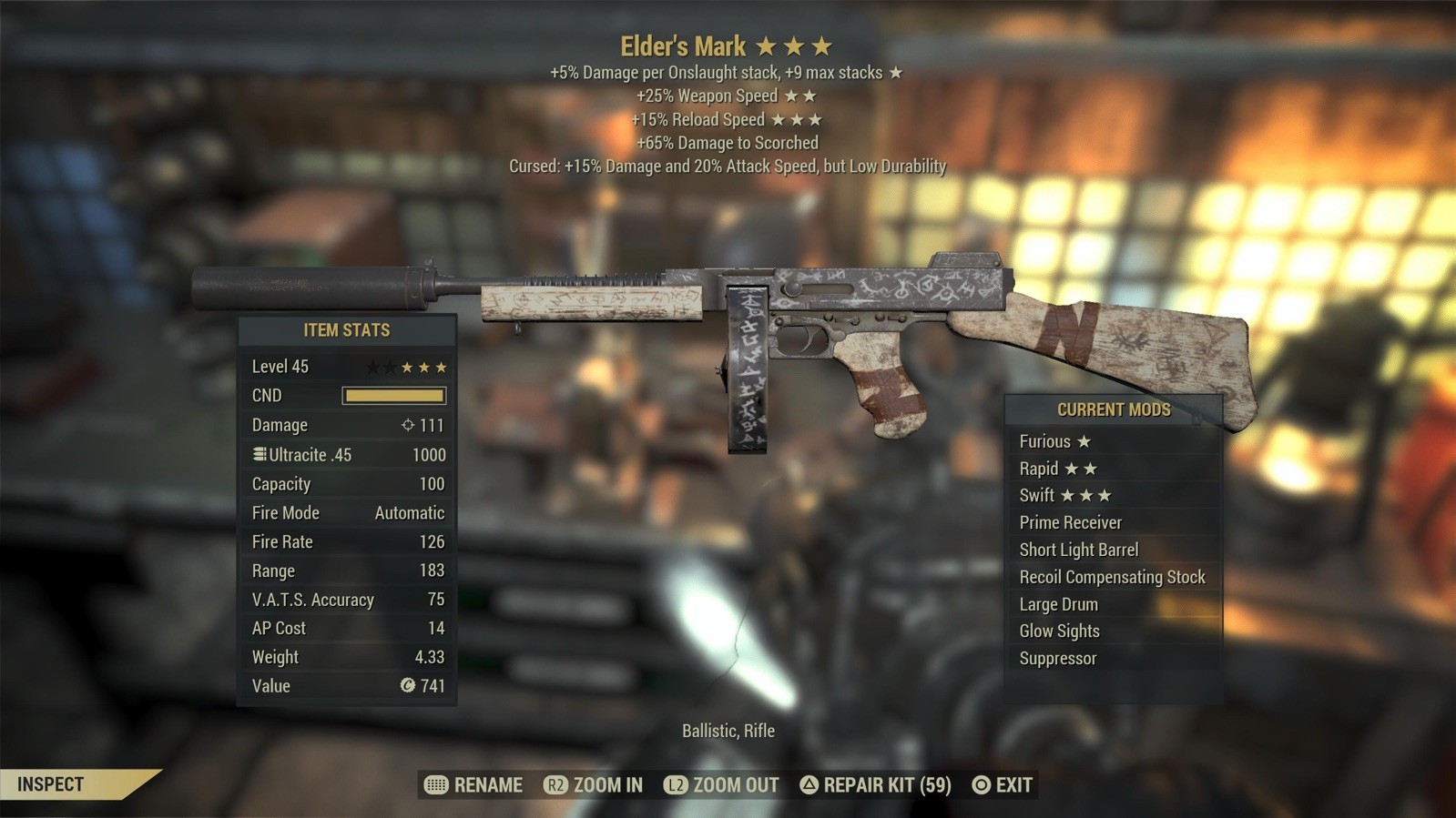 Fallout 76 – PS4 / PS5 Elder’s Mark + Any 4 Mods + 20k Bullets