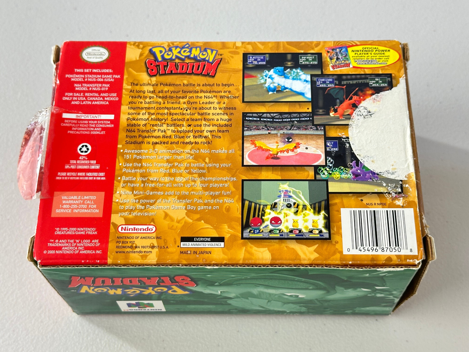 Pokemon Stadium (Nintendo 64 N64) Complete w/Transfer Pak Authentic