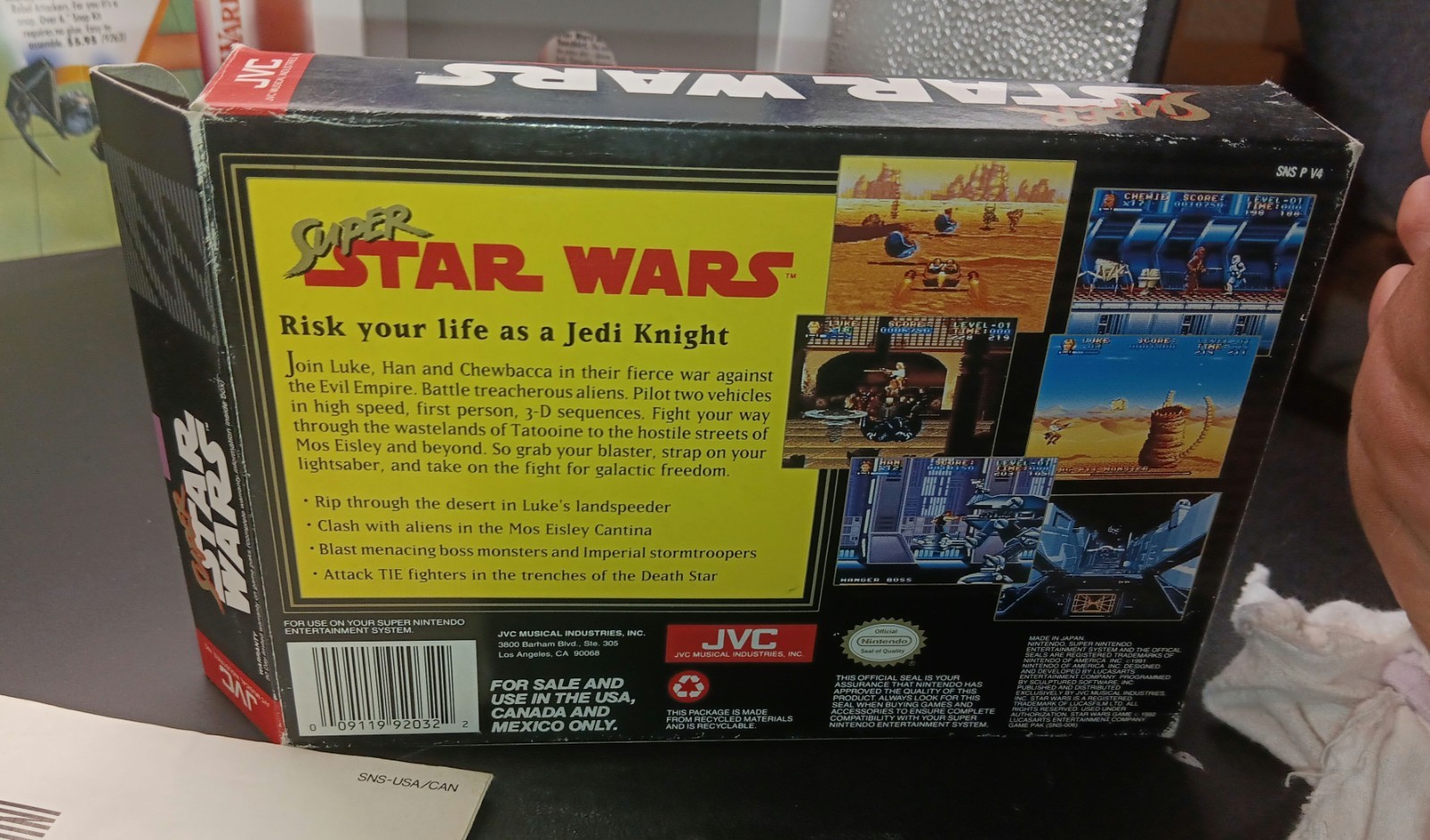STAR WARS „SUPER“(1991) SNES COMPLETE IN BOX-EXCELLENT! PLAYS!RARE LARGE INSERT!