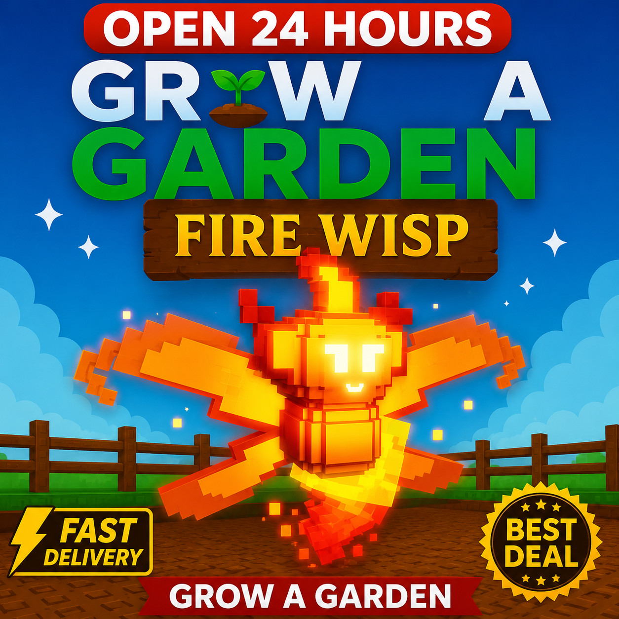 [🐶] Roblox GROW A GARDEN | FIRE WISP | INSTANT DELIVERY☑️