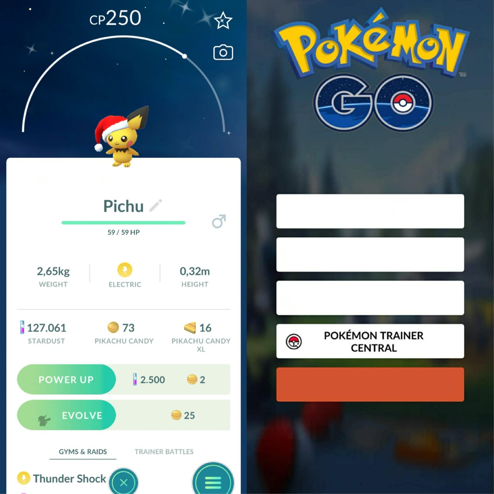 Pokémon Go | Shiny Pichu with Santa Hat Costume ✨ Mini PTC 80k Stardusts