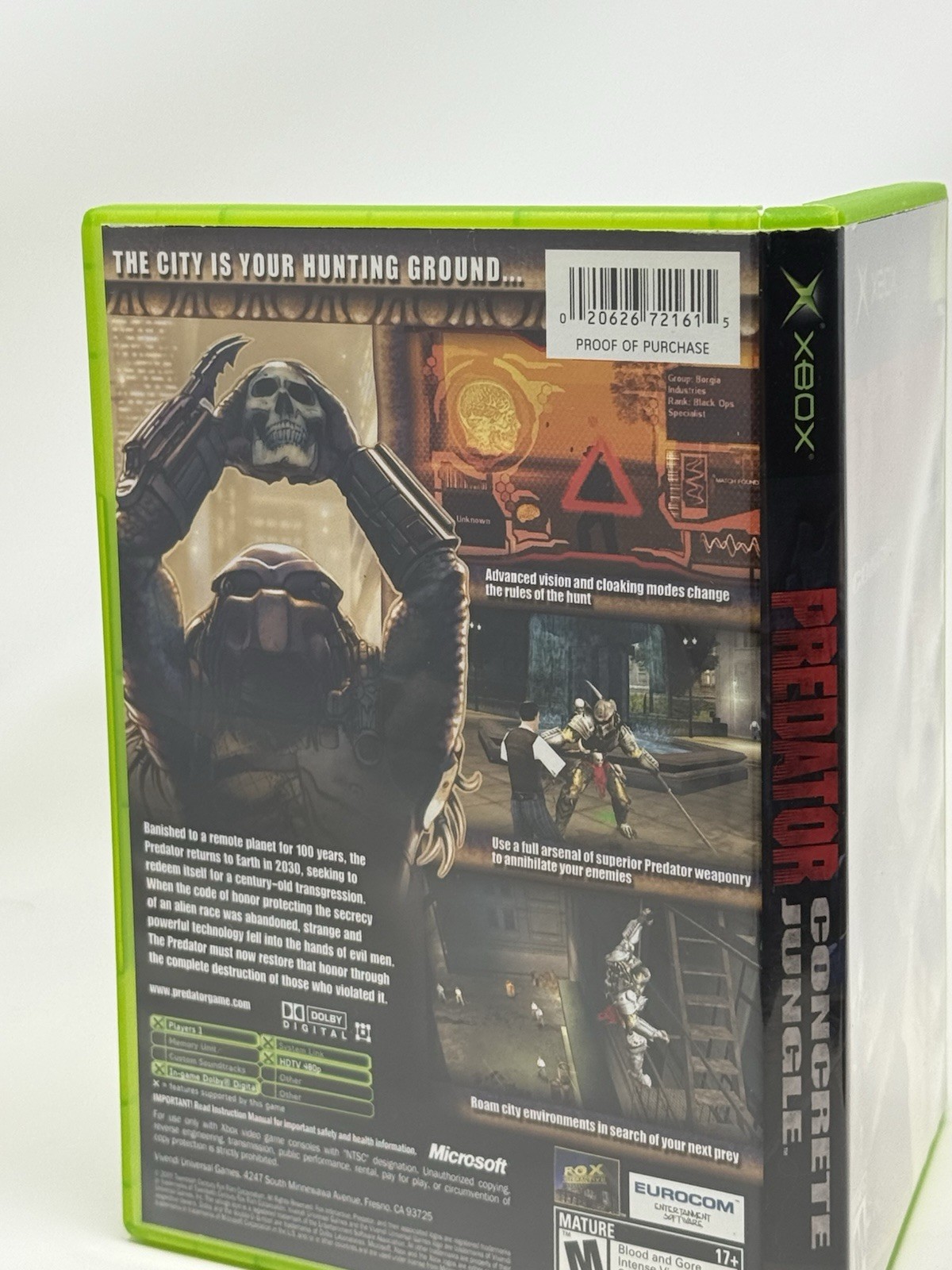 Predator Concrete Jungle Microsoft Xbox Game + Case Pristine Disc Tested Works