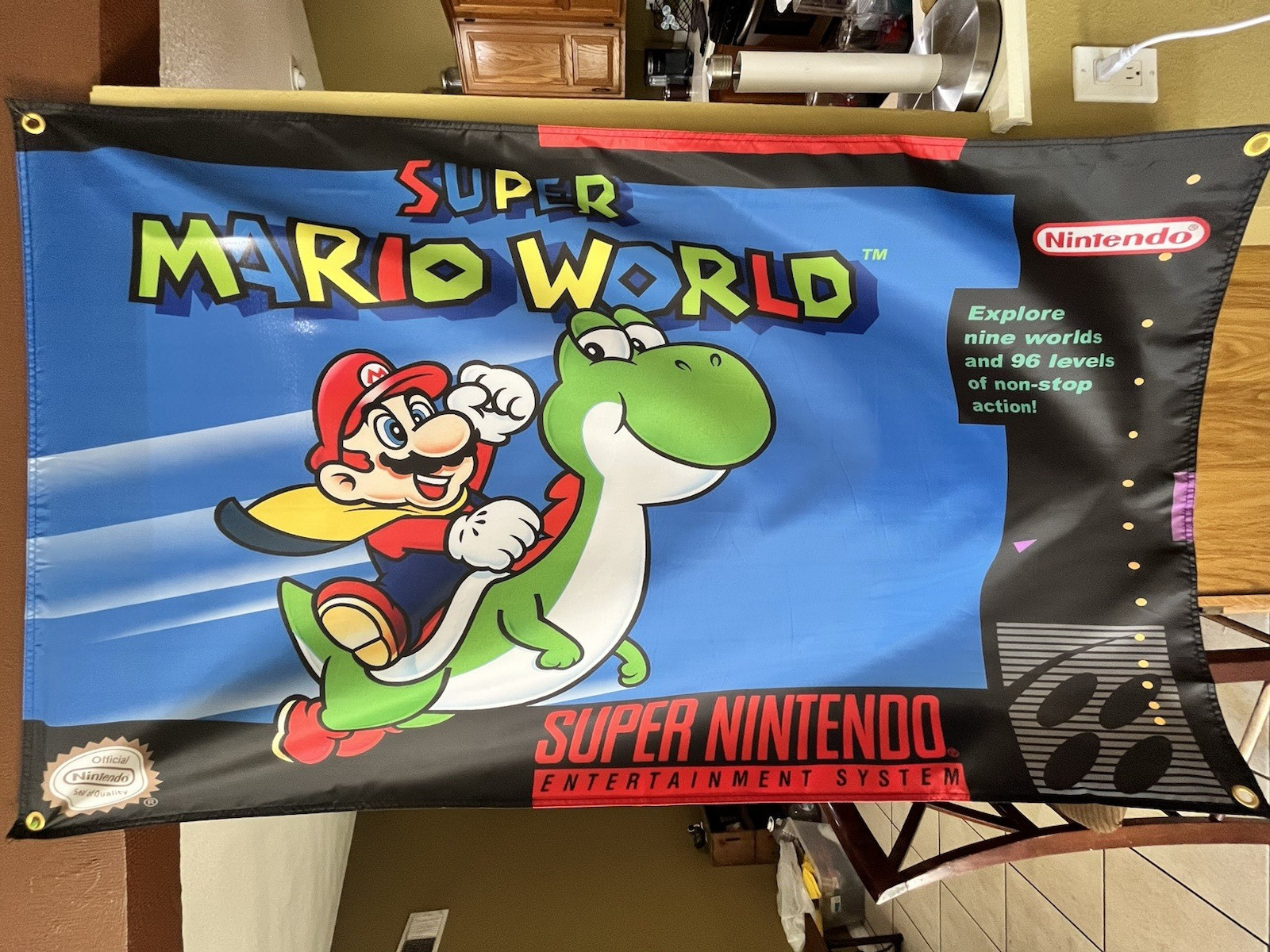 Super Mario World 5′ Flag Super Nintendo Entertainment System SNES 1991
