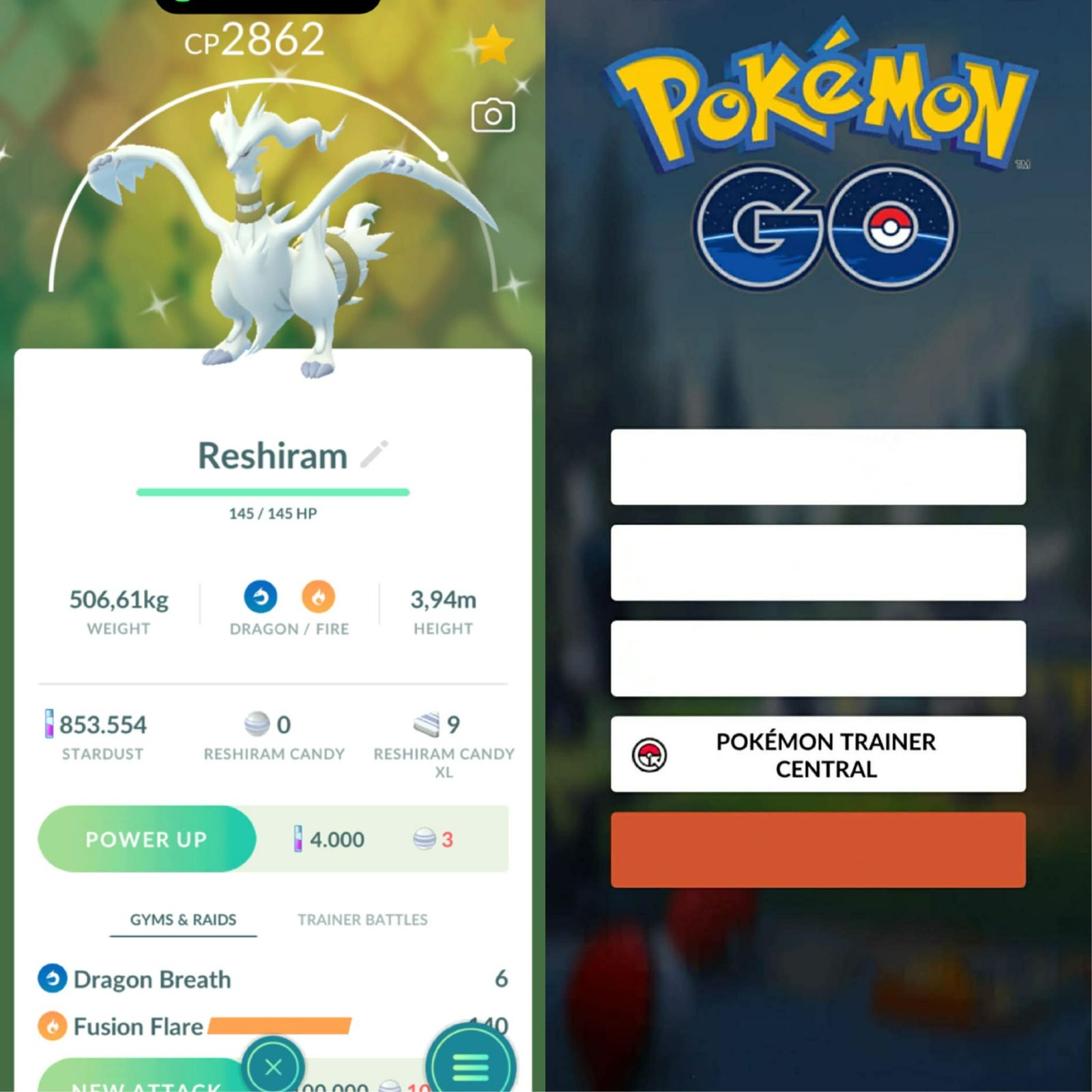 Pokémon Go | Shiny Reshiram ✨ Mini PTC 80k Stardusts