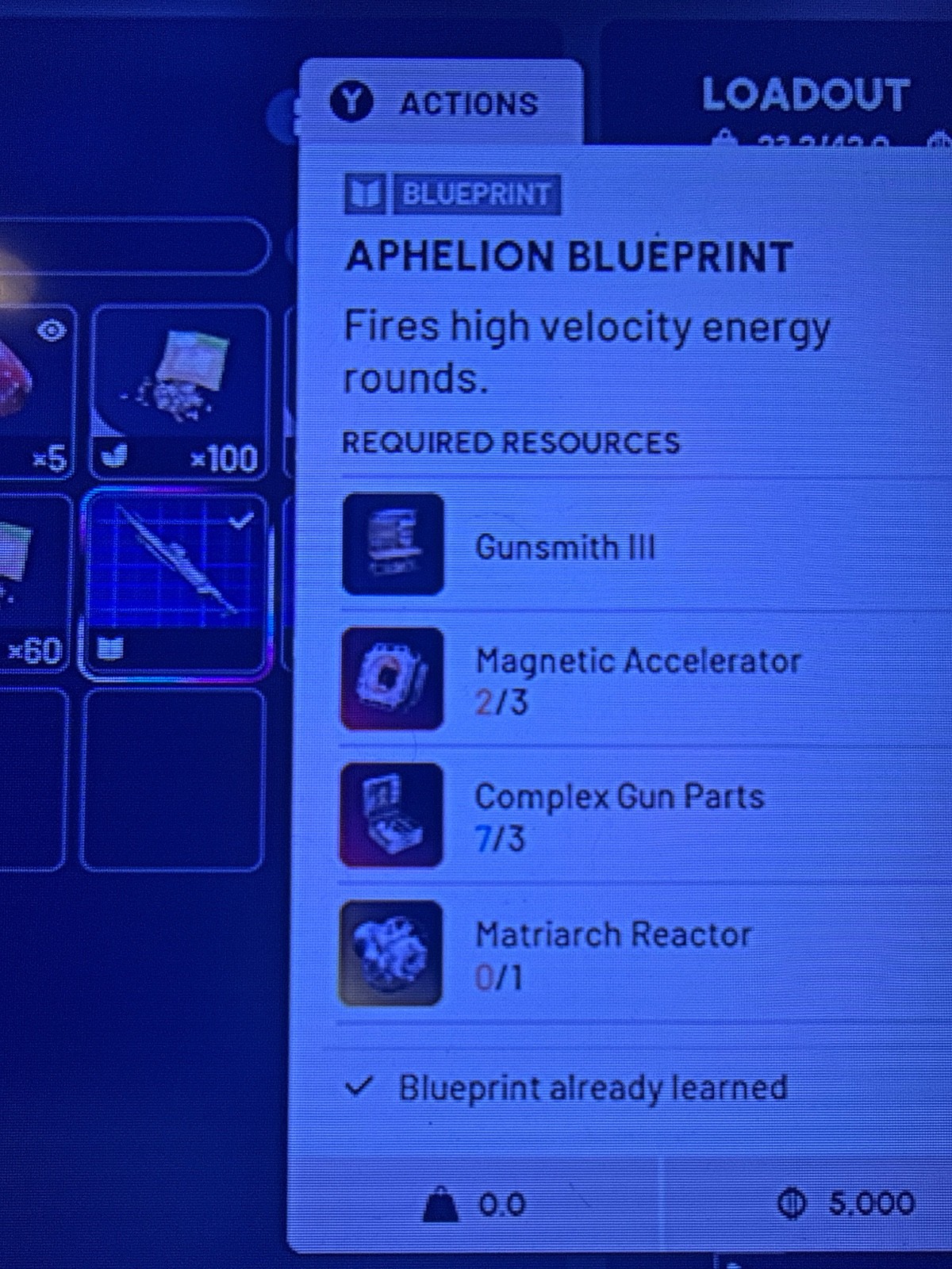 Aphelion Blueprint Arc Raiders Legendary Weapon
