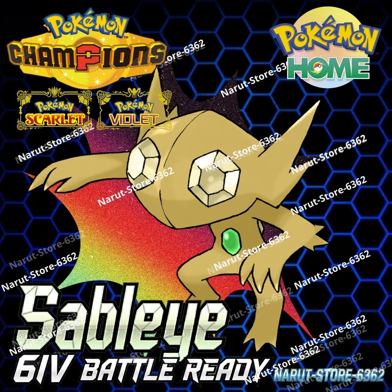 SABLEYE🔥6IV SHINY POKEMON HOME🔥Pokemon CHAMPIONS BATTLE READY SCARLET VIOLET