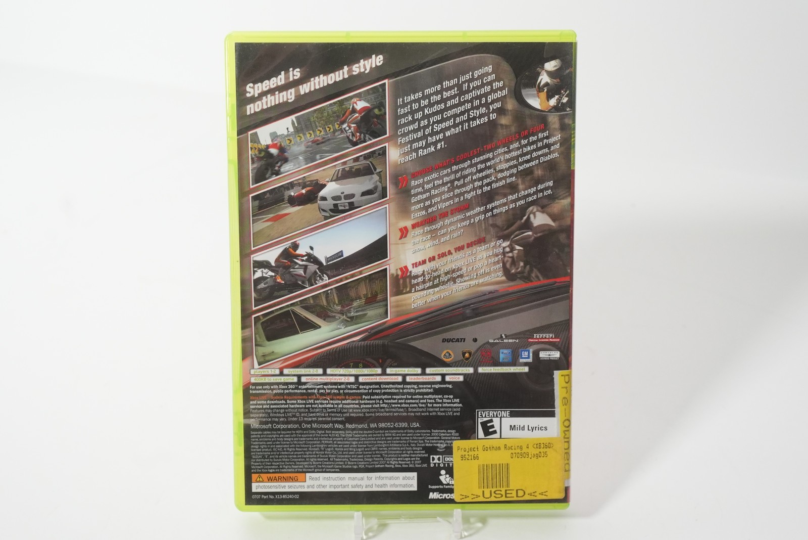 Project Gotham Racing 4 PGR4 Microsoft Xbox 360 Complete In Box With Manual CIB