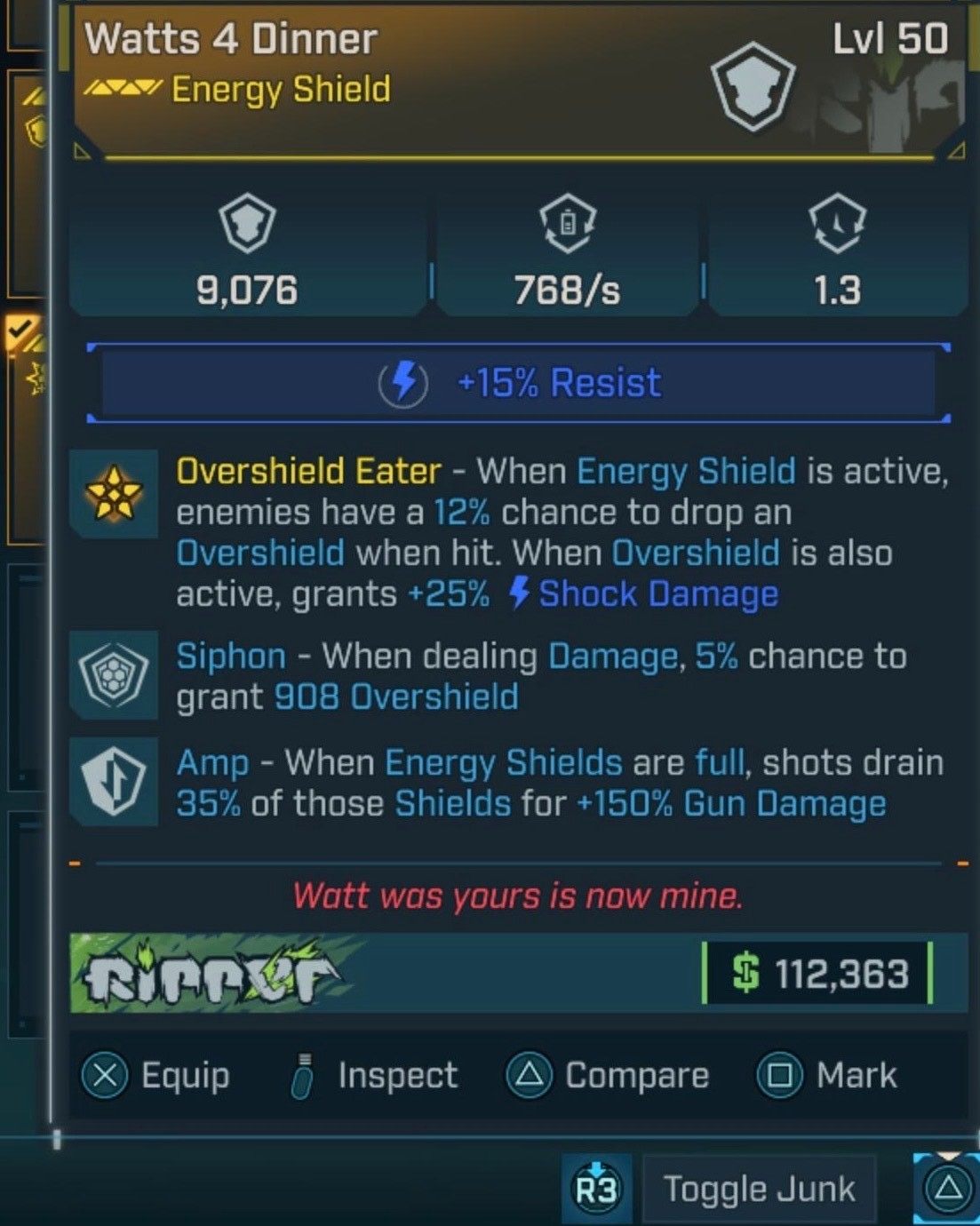 🔥Borderlands 4 [PS5/XBOX/PC] Ripper WATTS for Dinner AMP 150% shield LVL 50