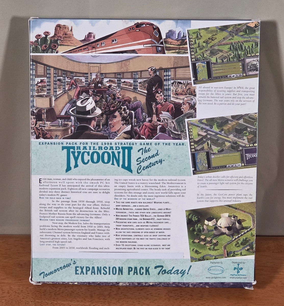 Railroad Tycoon II Second Century Expansion Pack PC Big Box Game CD Complete