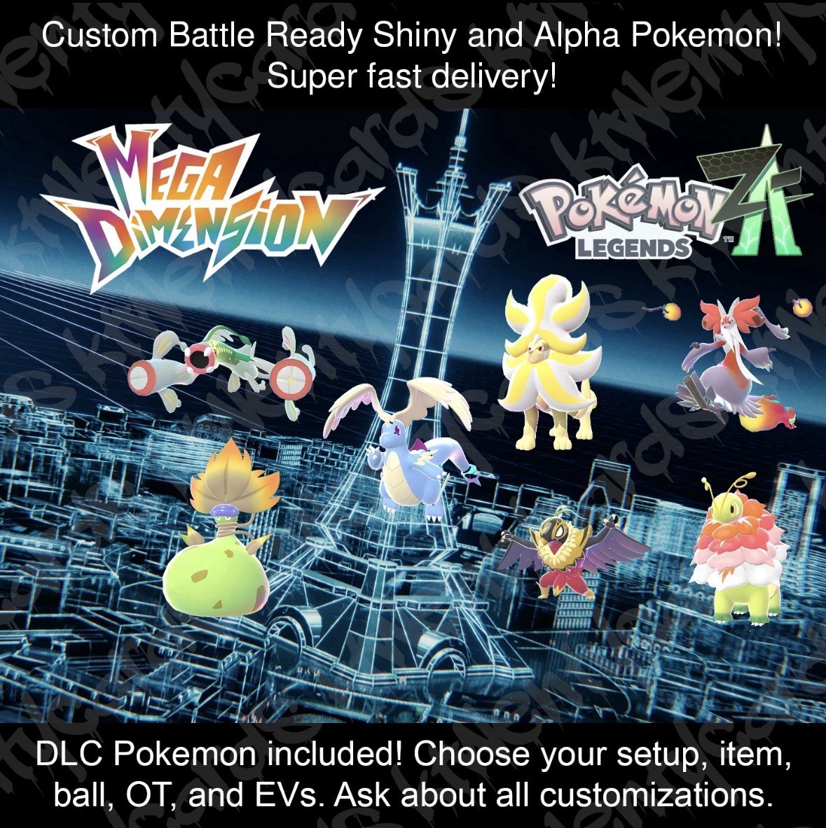 POKEMON LEGENDS ZA✨Custom ALL 400 Pokémons✨ 6IV SHINY ALPHA ✨MEGA DIMENSION Z-A