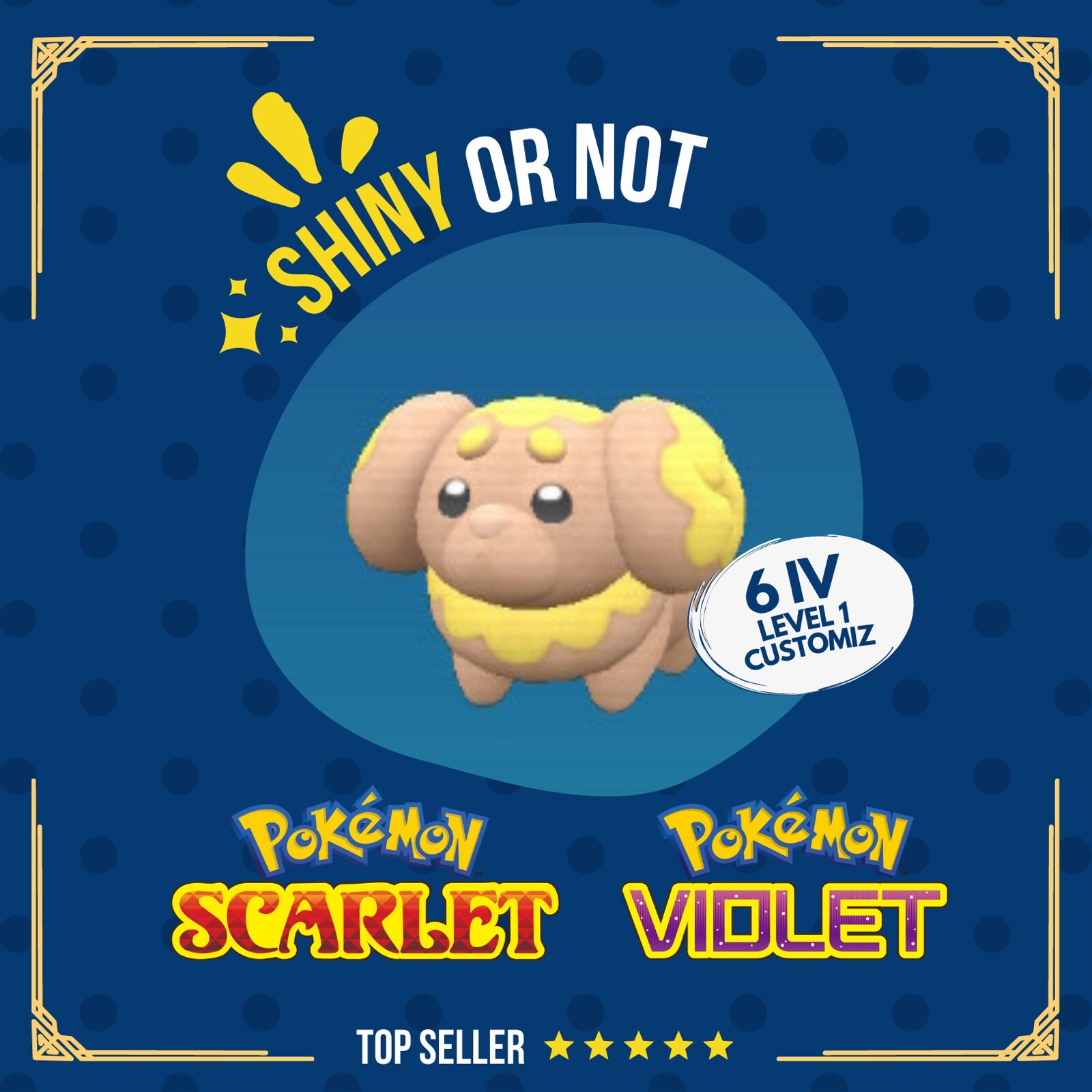 Fidough Shiny or Non ✨ 6 IV Customizable Nature Level OT Pokémon Scarlet Violet