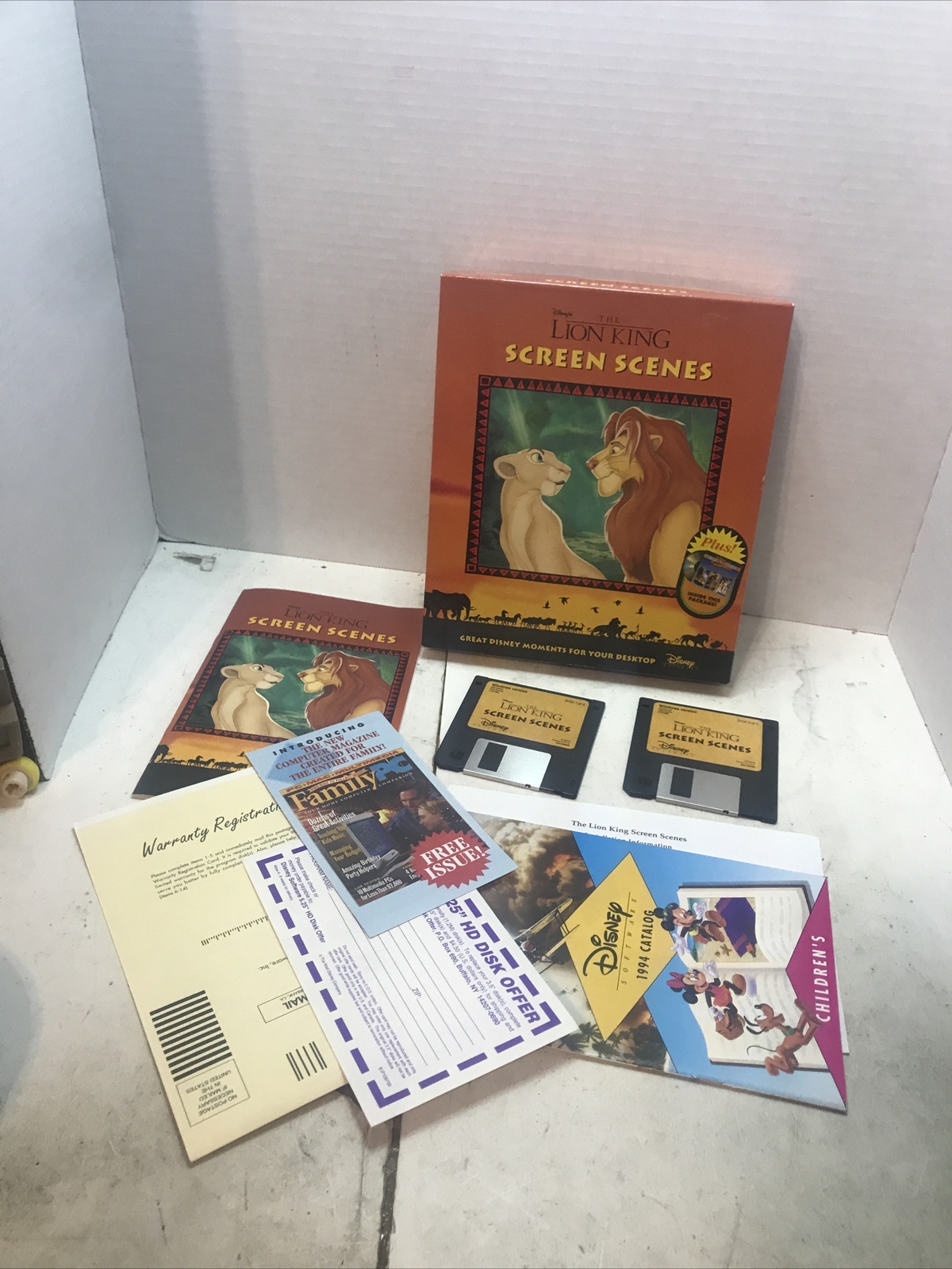 Disney Lion King Screen Scenes for Windows 3.1 – 3.5″ Floppy Disks, 1994 Vintage