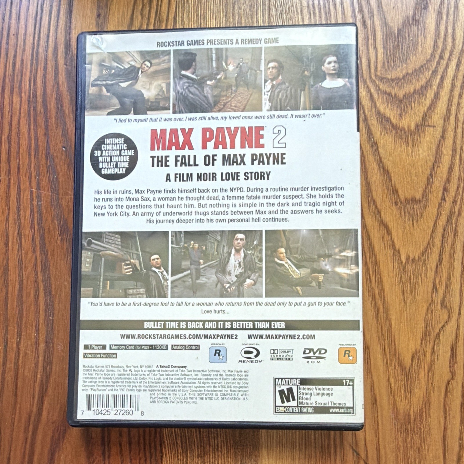 Rockstar Games Max Payne 2 The Fall of Max Payne PS2 Manual Case NTSC M