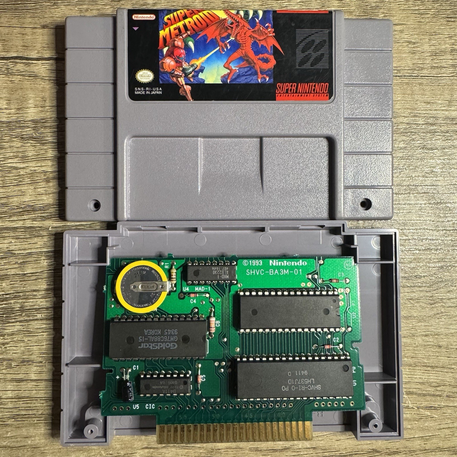 Authentic Super Metroid 1994 SNES Tested New Panasonic Battery 3.287V Saves OEM