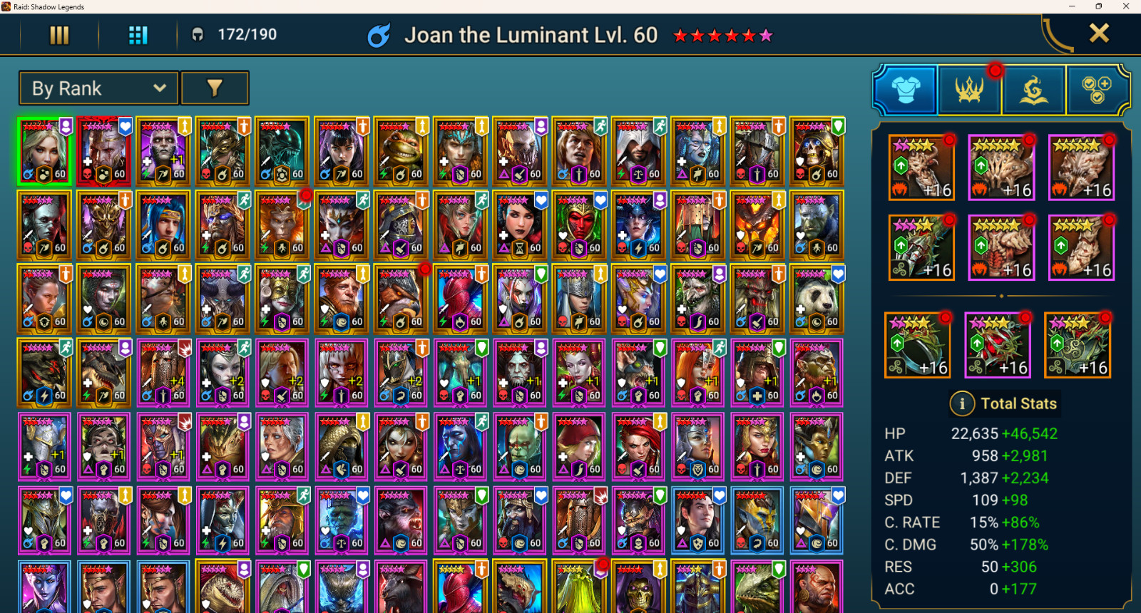 Raid Shadow Legend level 100 acct x 2 Mythicals Joan and Embry’s plus Gnut.