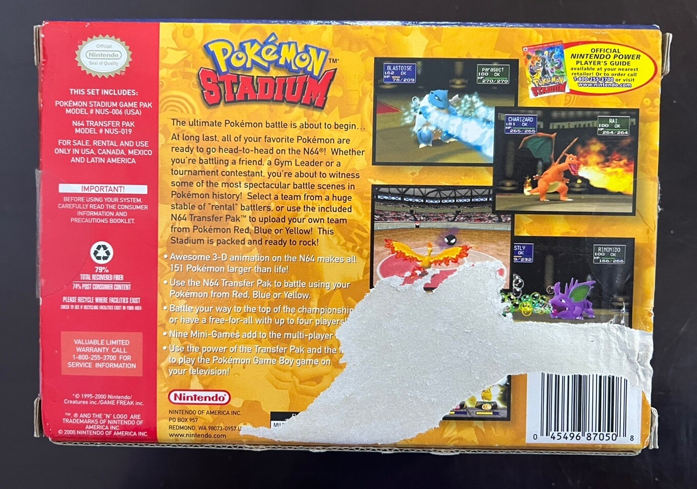 Pokemon Stadium N64 Nintendo 64 with Transfer Pack And Manual Tested Authentic