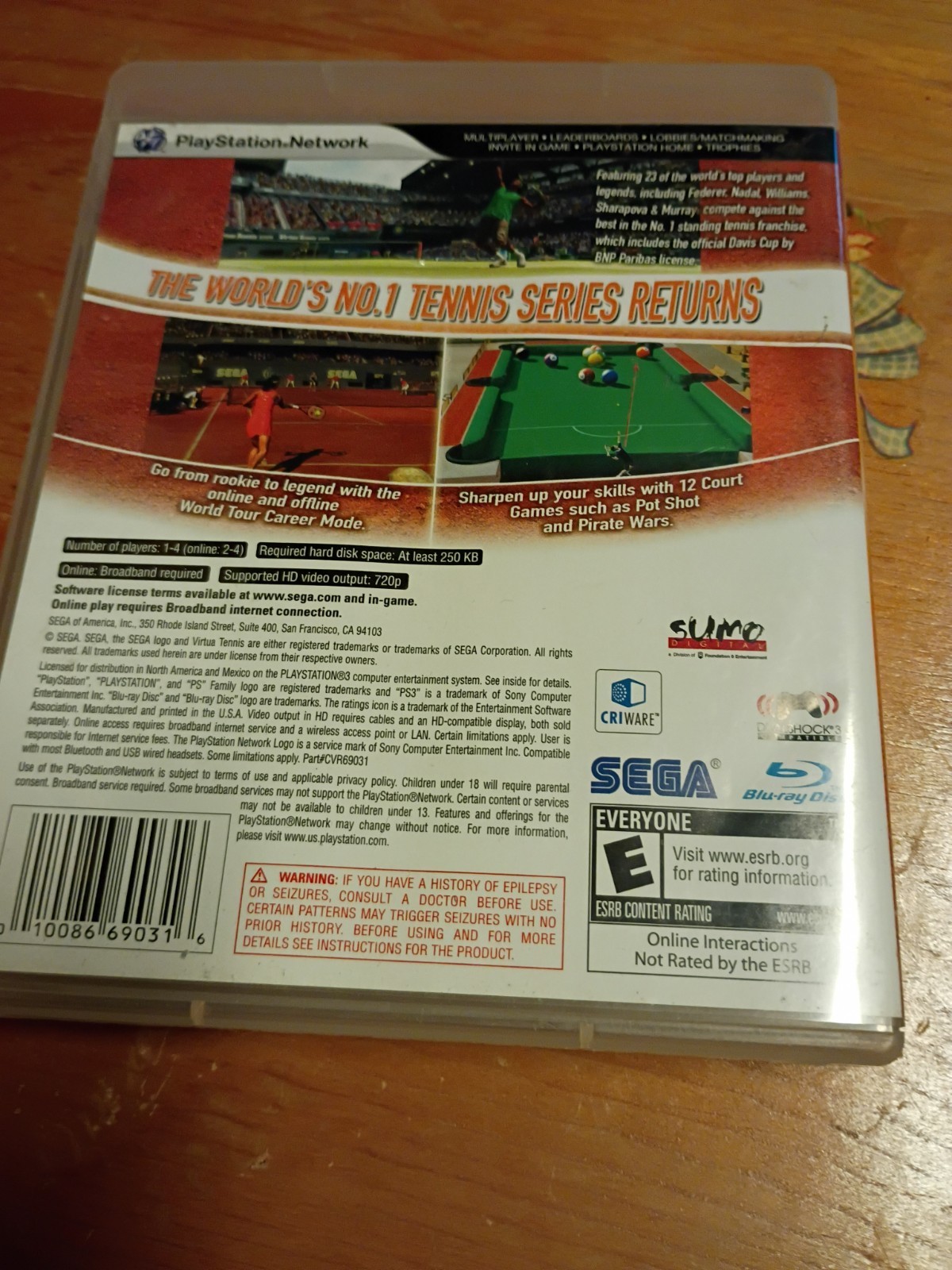 Virtua Tennis 2009 – Sony PlayStation 3 Untested