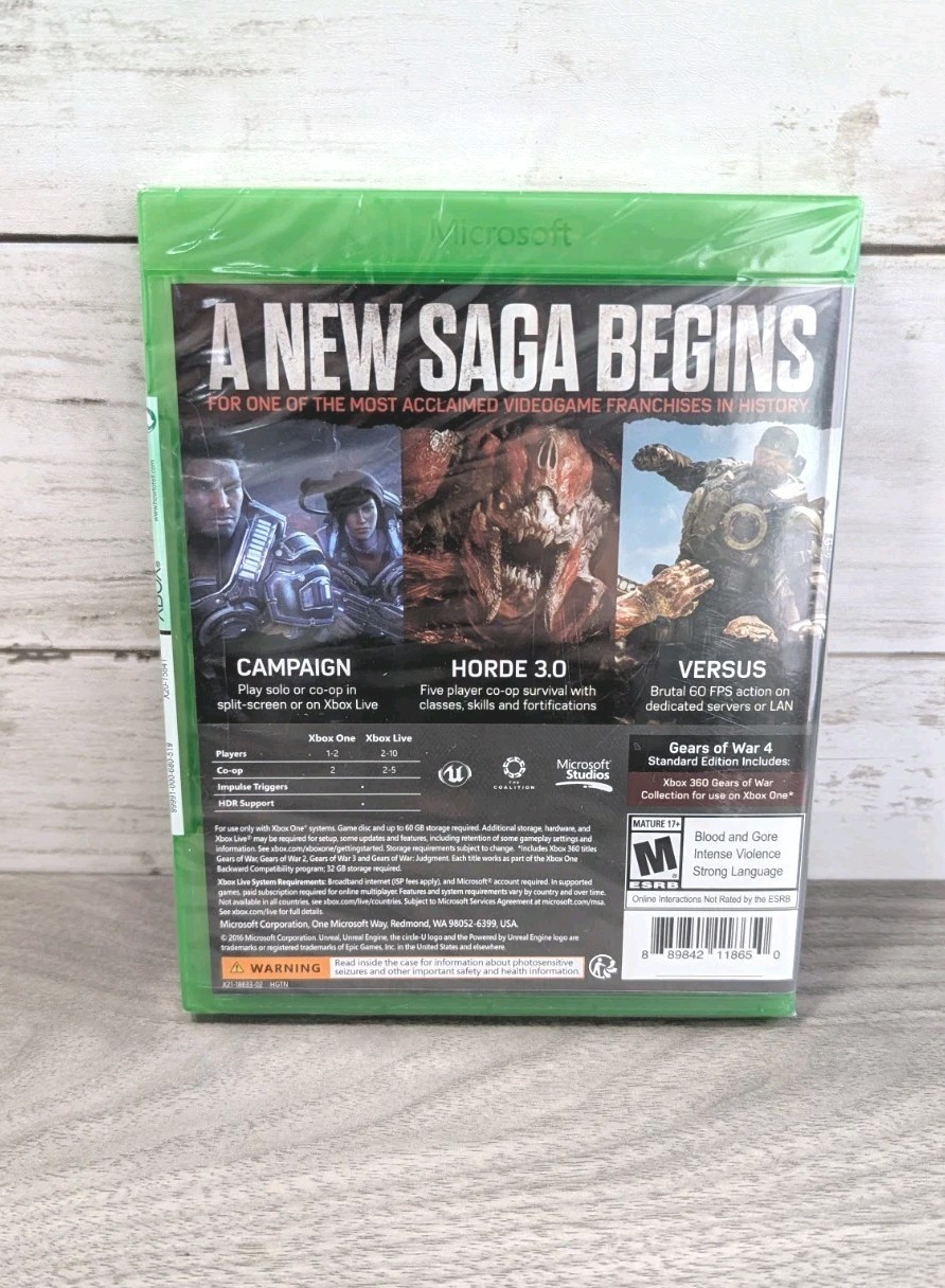 Gears of War 4 XBOX ONE Bonus Games including Gears of War 1, 2, 3, & Judgment