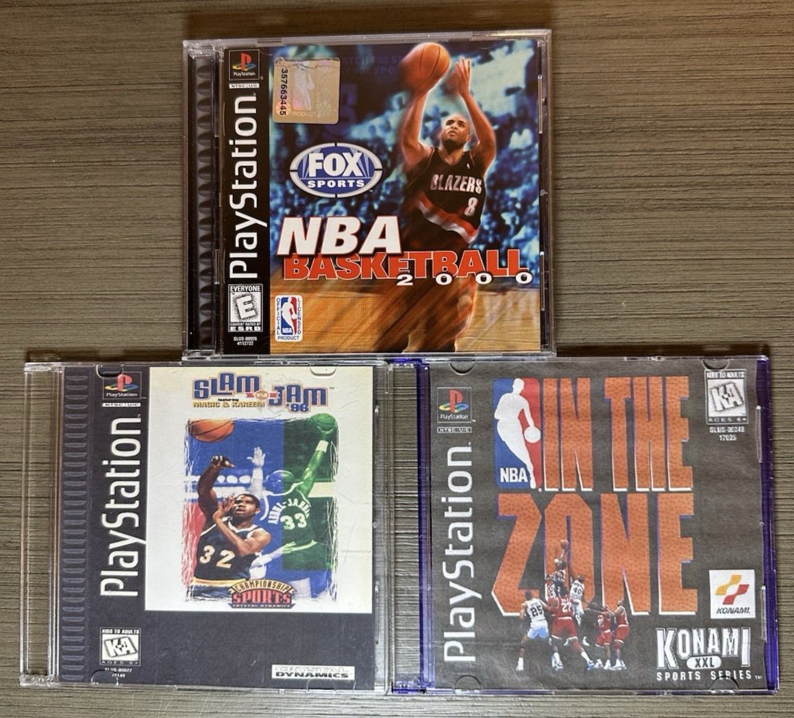 PS1 Basketball Games Lot – NBA Basketball 2000 CIB, In The Zone, Slam N‘ Jam ’96