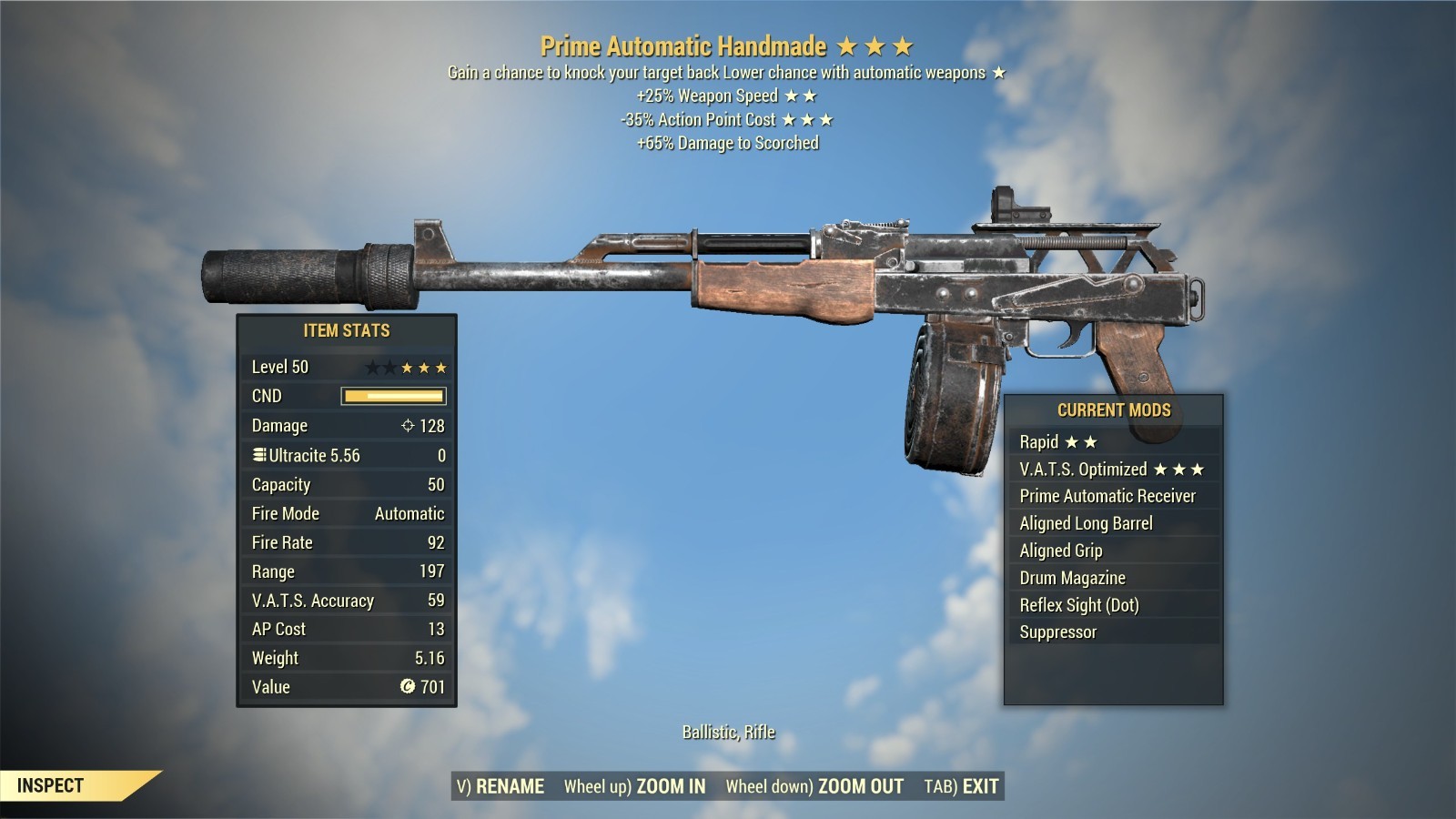 FALLOUT 76 PC CONCUSSIVE RAPID VATS OPTIMIZED HANDMADE HACKED GLITCHED FUNNY GUN