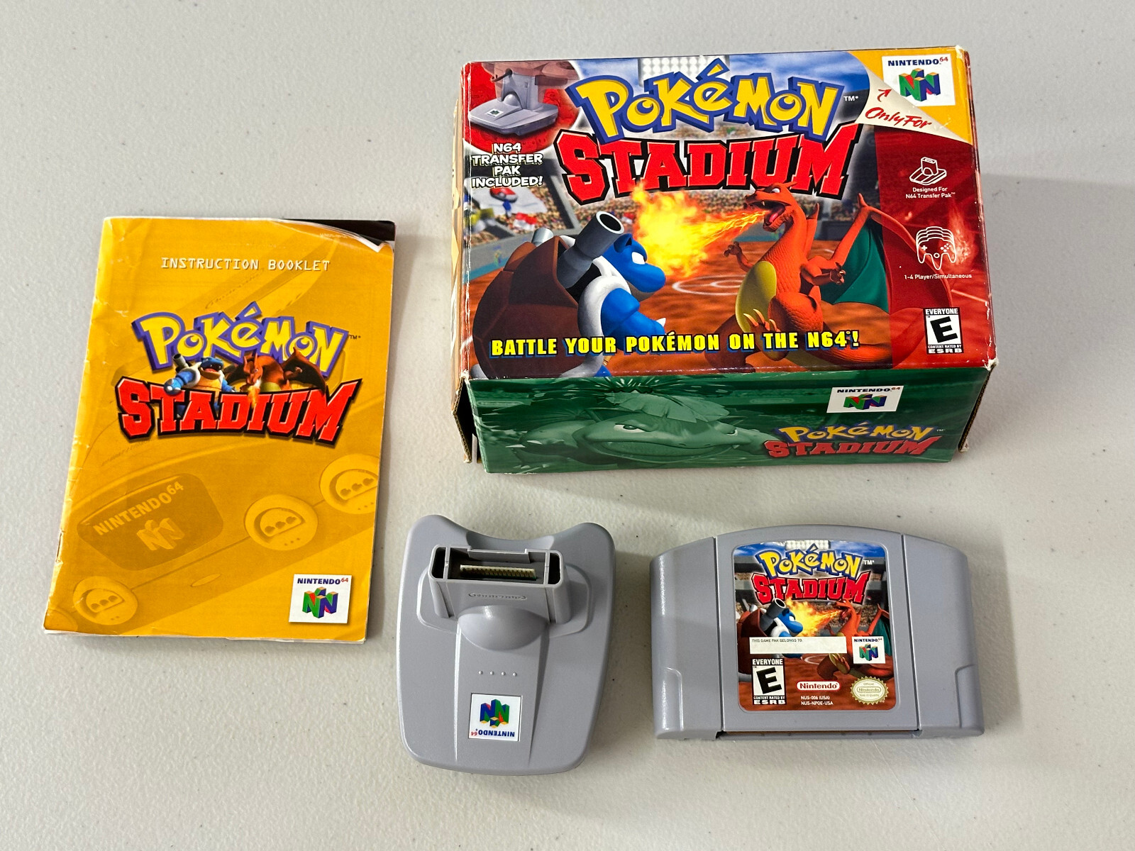 Pokemon Stadium (Nintendo 64 N64) Complete w/Transfer Pak Authentic