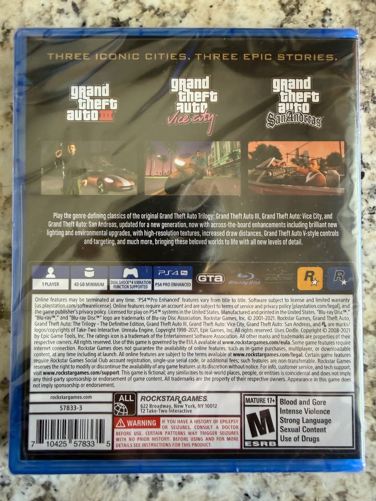 Grand Theft Auto Trilogy PS4 Definitive GTA Brand New Sealed PlayStation 4 US