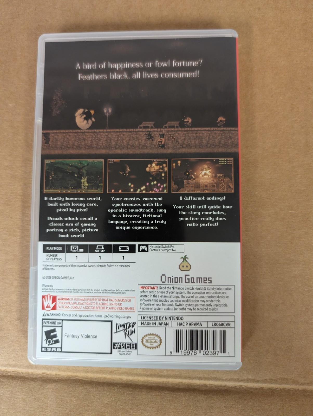 Black Bird – Nintendo Switch – CIB w/ Card – Limited Run Games – Very Good