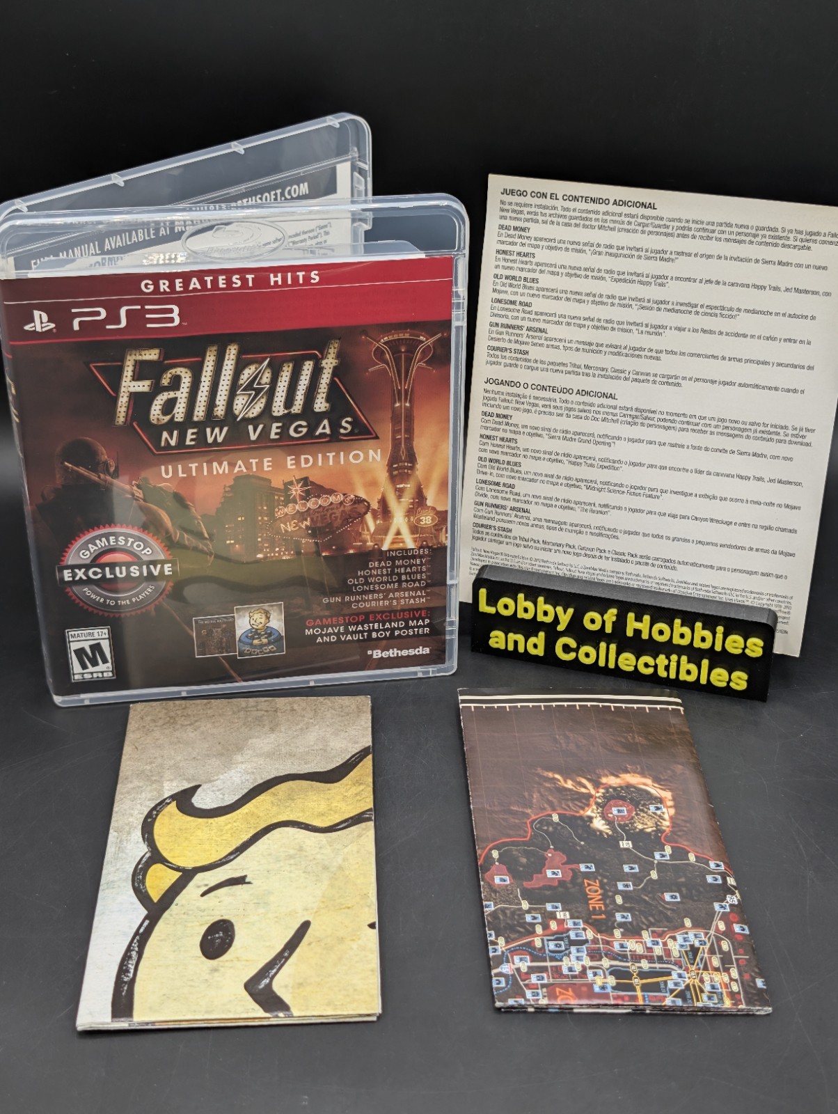 Fallout New Vegas Ultimate Edition GameStop (PlayStation 3) RARE MAP & POSTER