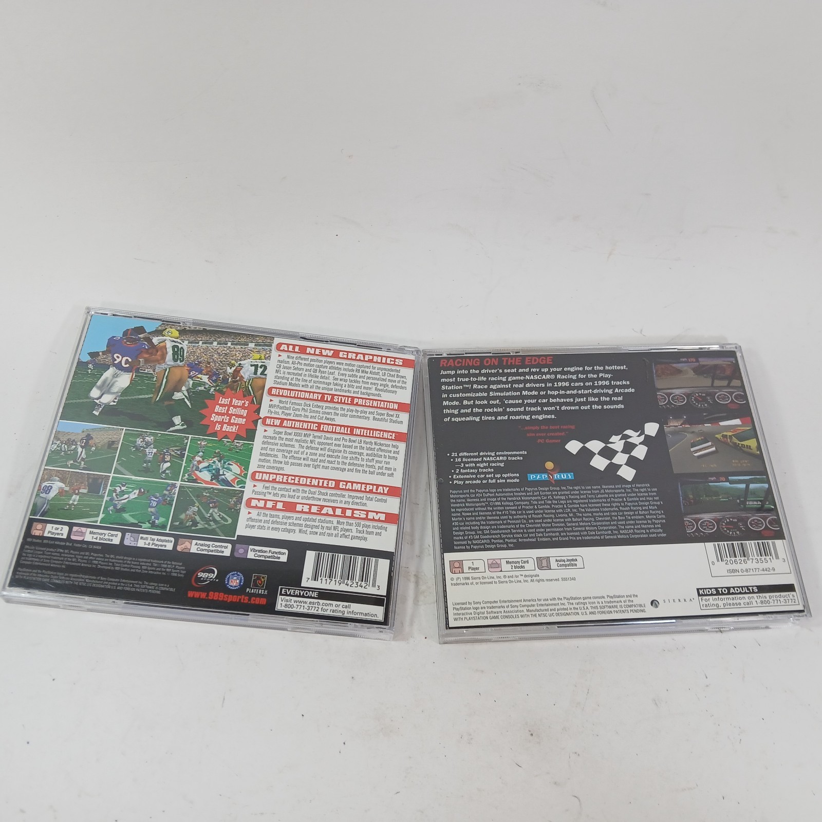 NASCAR Racing 1996 & NFL Game Day 99 (Sony PlayStation 1 PS1) Lot of 2x