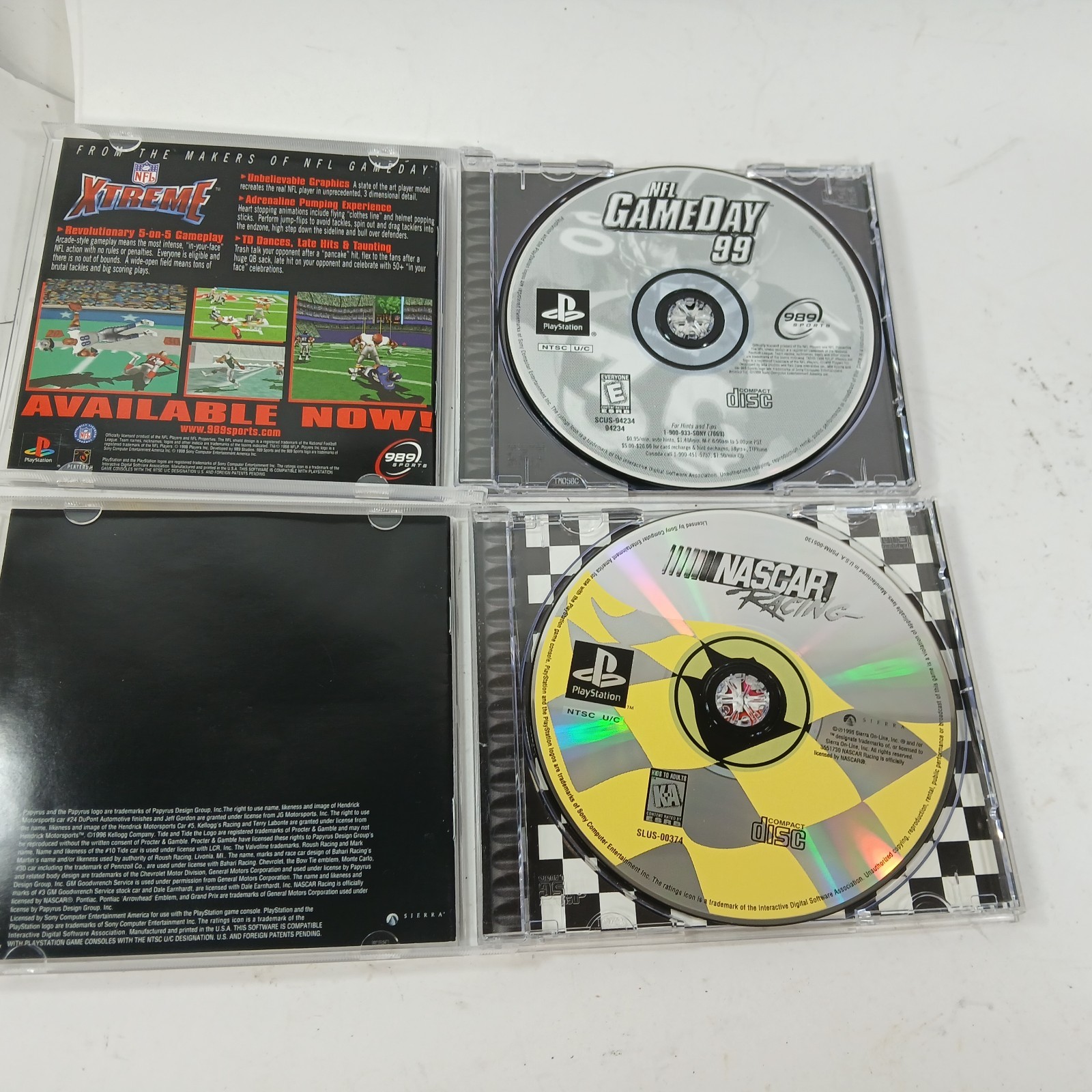NASCAR Racing 1996 & NFL Game Day 99 (Sony PlayStation 1 PS1) Lot of 2x