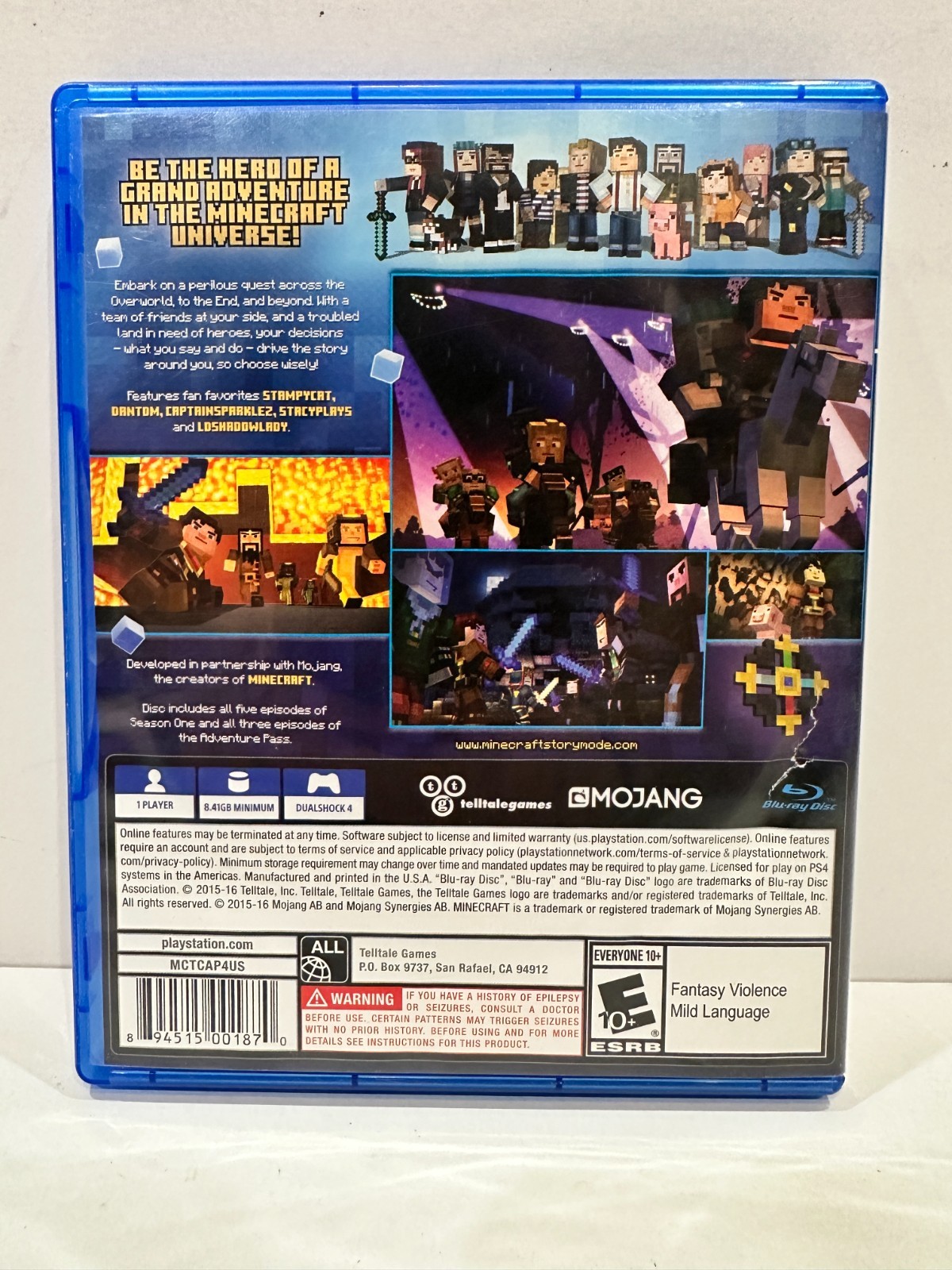 Minecraft: Story Mode The Complete Adventure (Sony PlayStation 4, 2016) PS4