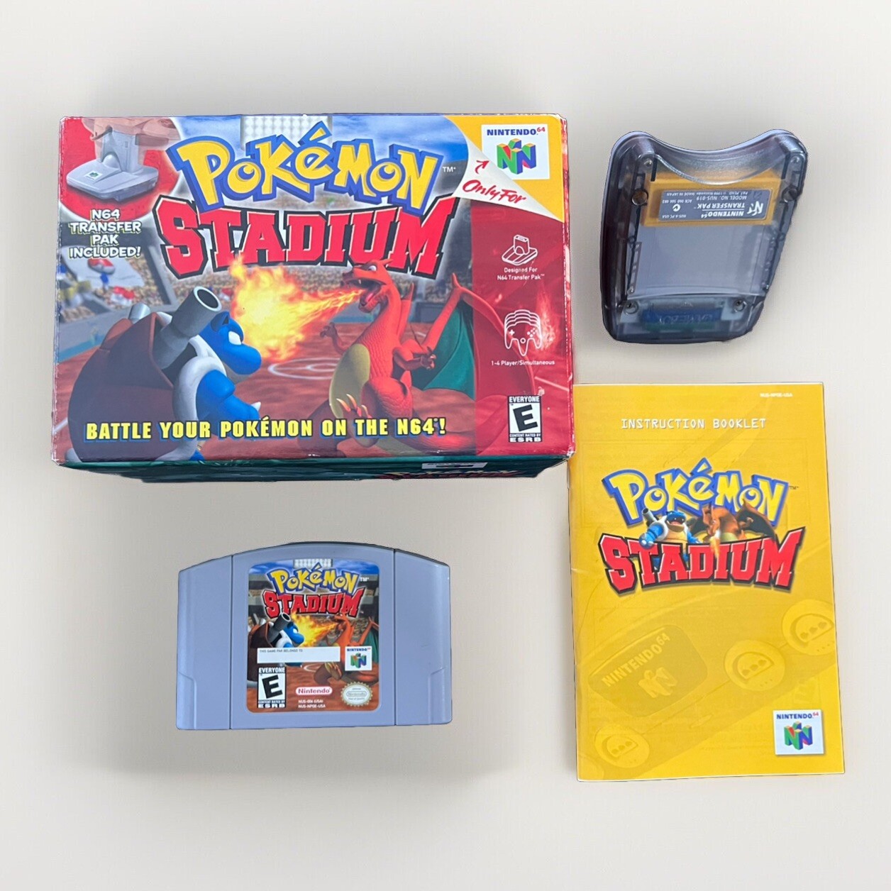 Pokemon Stadium N64 Nintendo 64 with Transfer Pack And Manual Tested Authentic