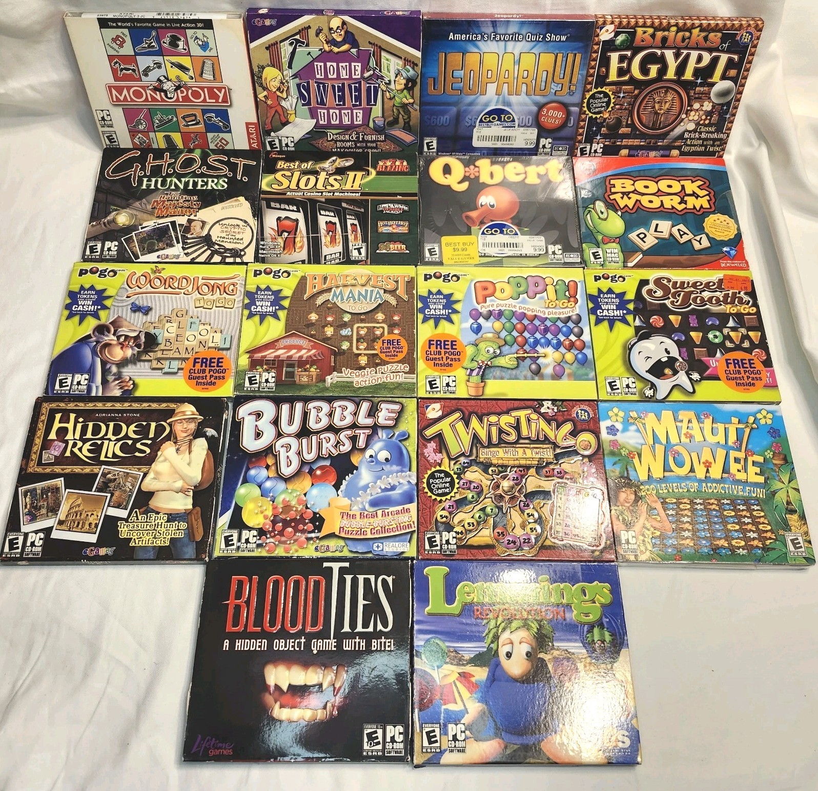 18 NEW Sealed PC Computer Games Lemmings Jeopardy Monopoly Blood Ties Bubble
