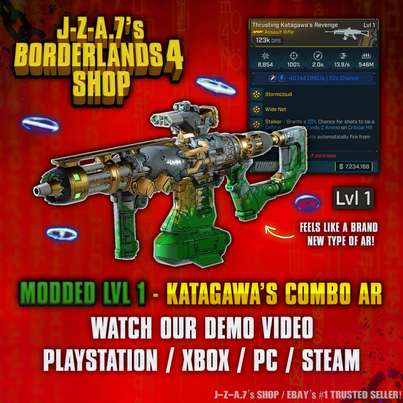 Borderlands 4✨ MODDED LEVEL ONE 123K KATAGAWA’S WOMBO COMBO AR BL4 ✅PC-PS-XBOX✨