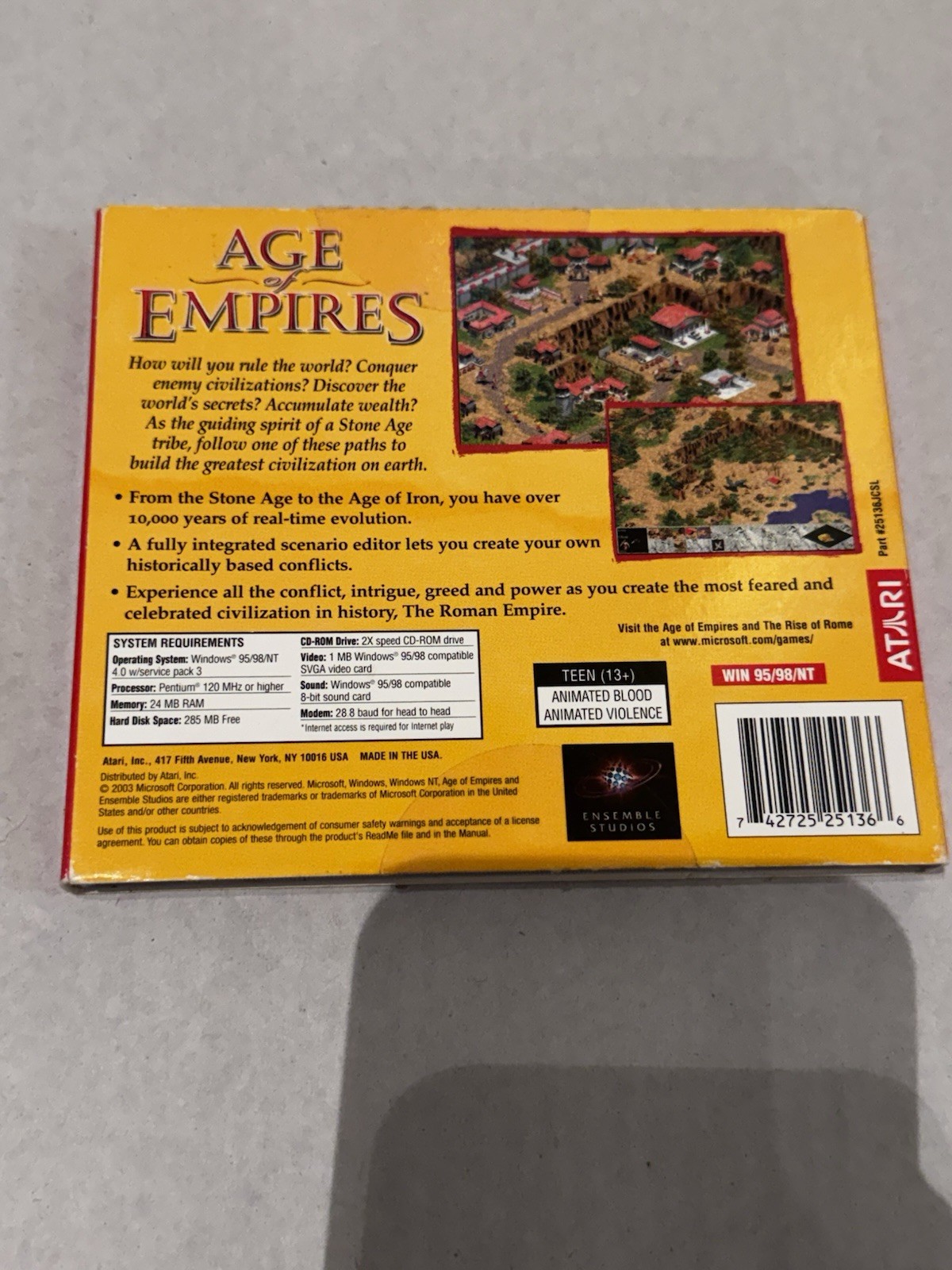 Age of Empires: Gold Edition + Rise of Rome Expansion (PC, 2003) Microsoft/Atari