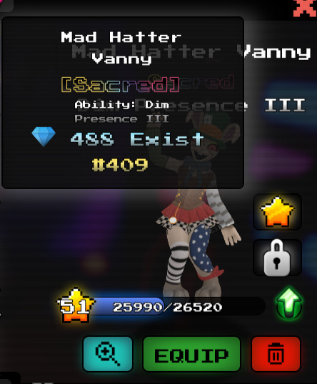 (READ DESC) Five Nights Hunted, Mad Hatter Vanny #409 Lvl51