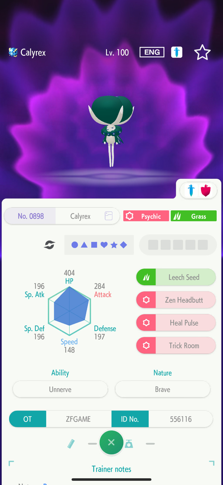 ✨5IV 0SPE Normal Calyrex ATK + EVS🚀 POKEMON HOME✨Champions✨Online delivery⚡