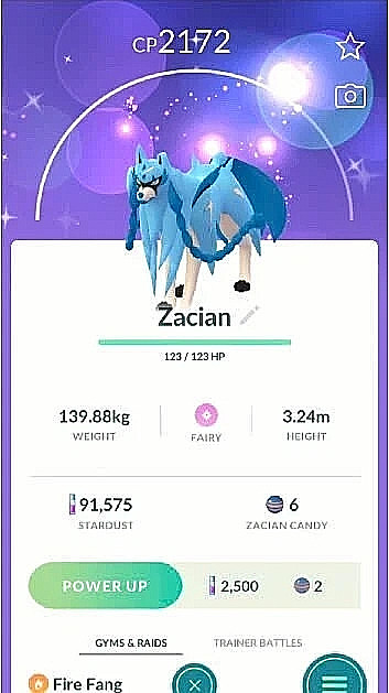 ✨ Shiny Zacian ✨ – P T C – 80kStardust – Description