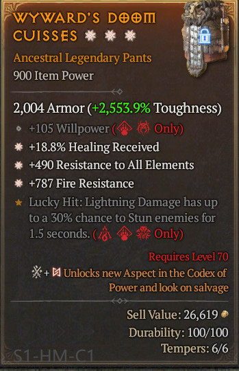 🔥 Diablo 4 Season 14 🔥Ancestral Legendary Pants 1GA/ 4GA