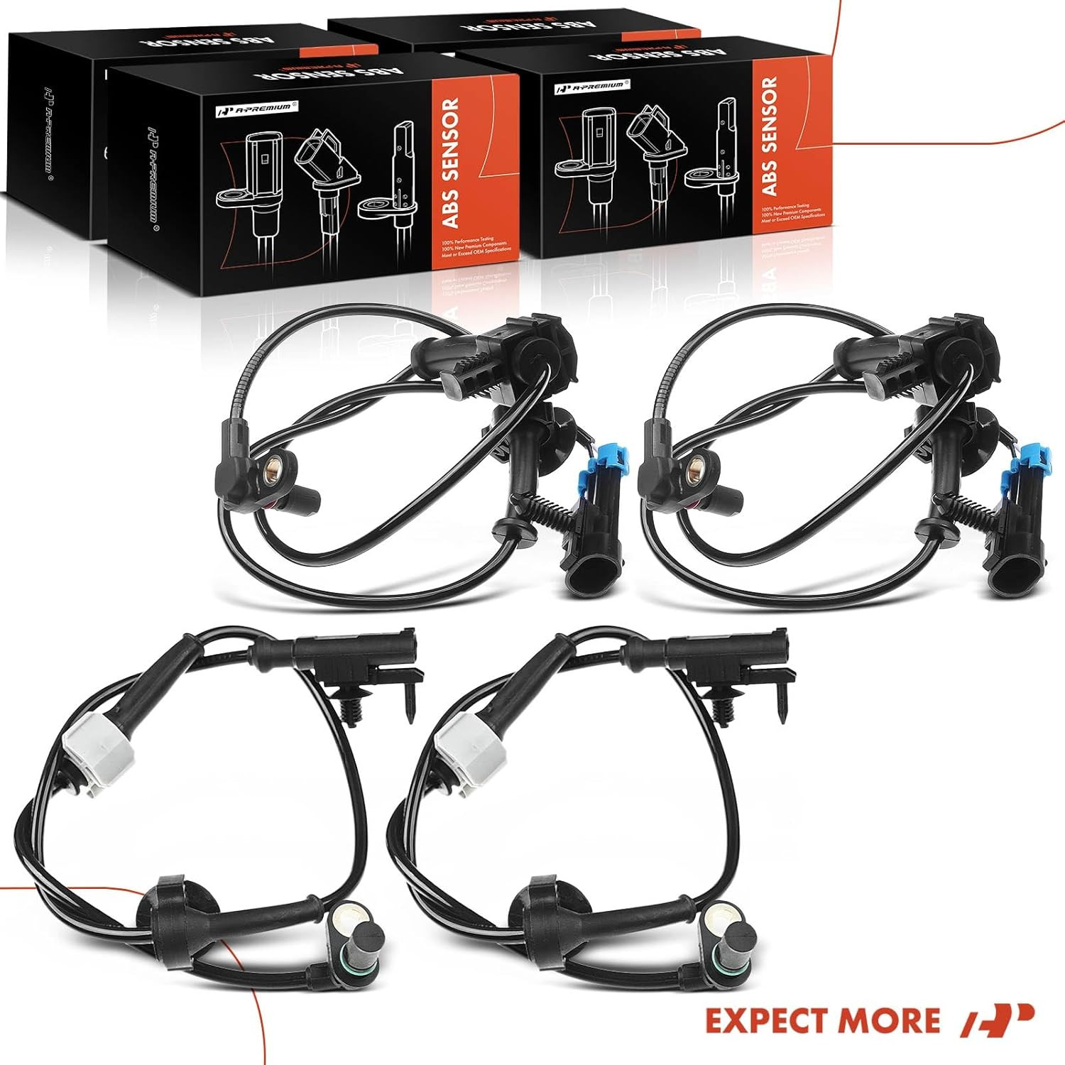 4PC Set Front & Rear ABS Wheel Speed Sensor Fits for Chevrolet, GMC & Cadillac M