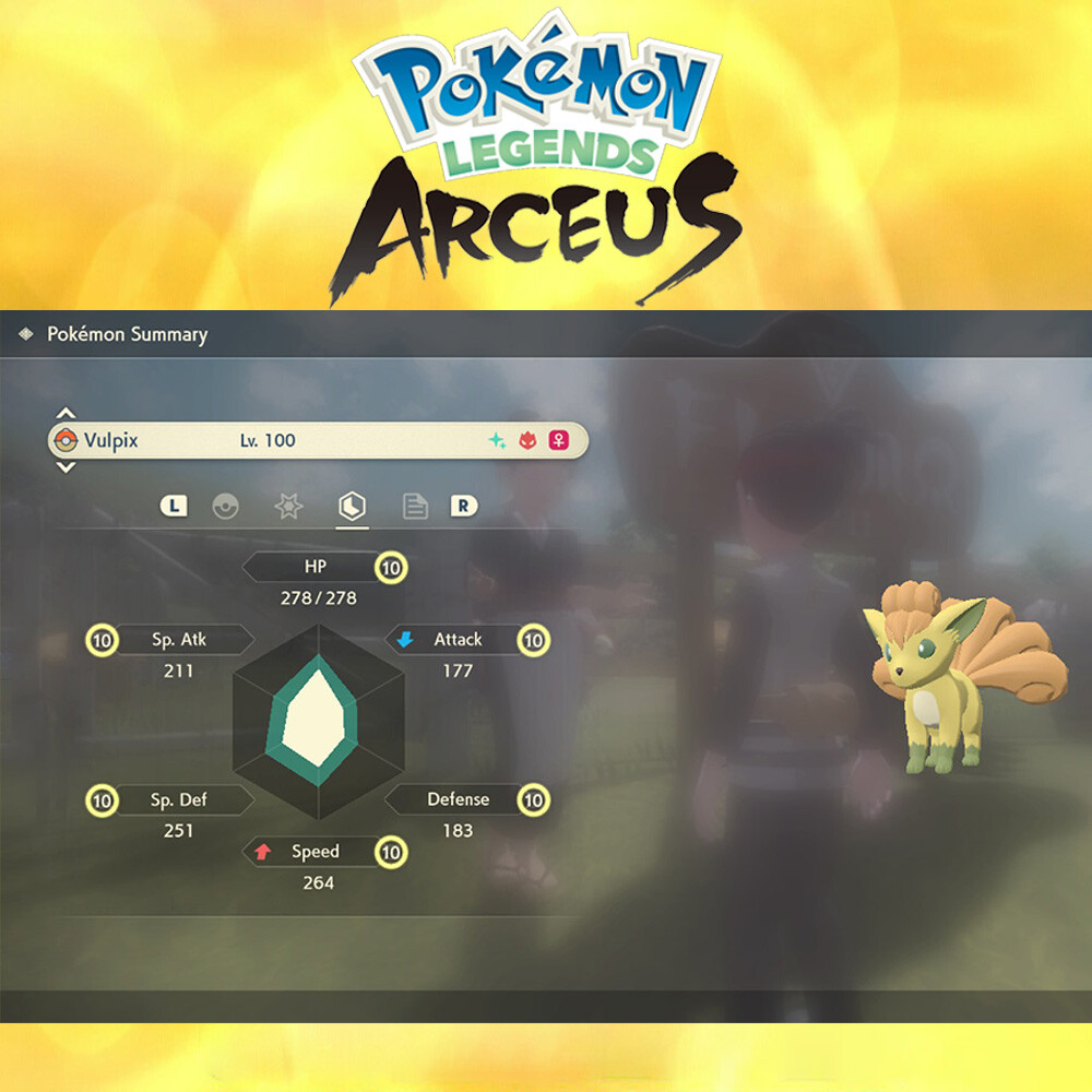 SHINY VULPIX Max Effort Levels Stats – Pokemon Legends Arceus –