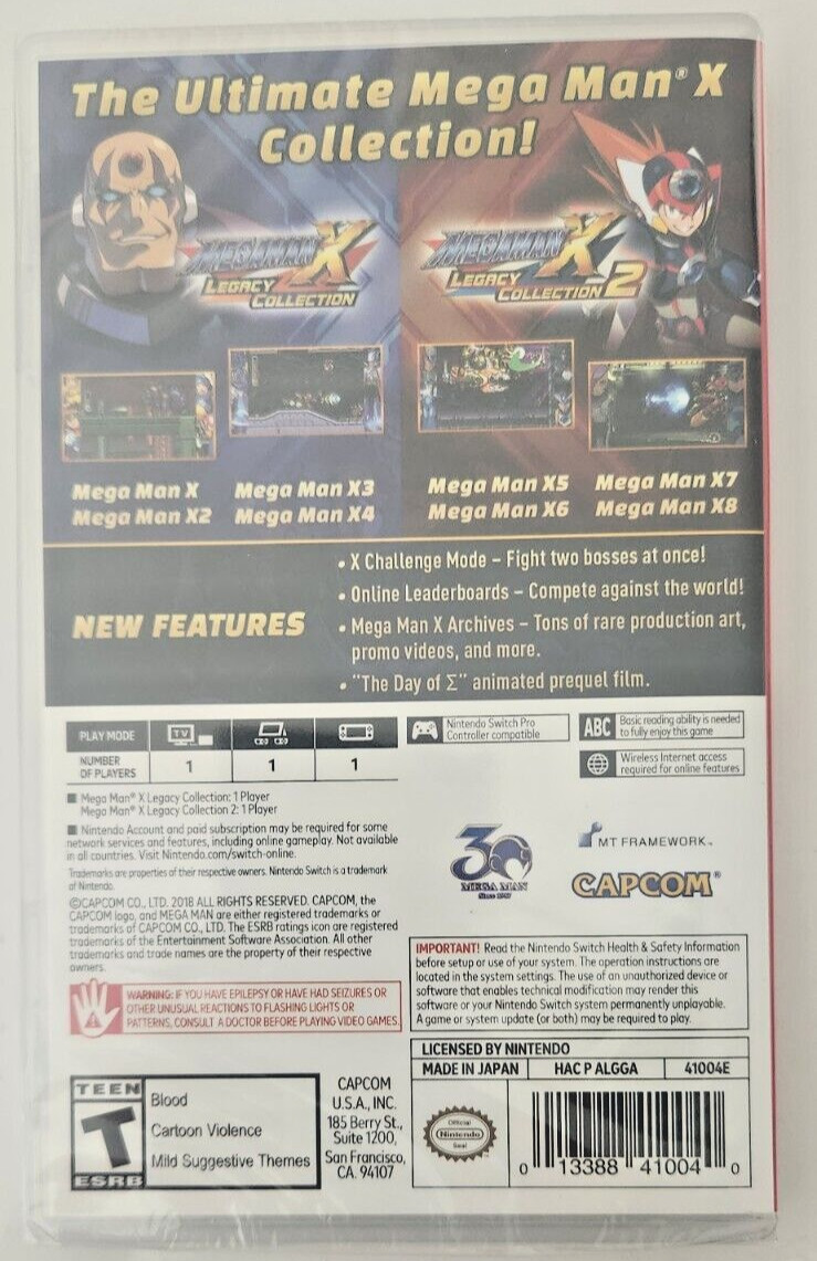 Mega Man X Legacy Collection 1 + 2 Switch Brand New Game (2018 Action)